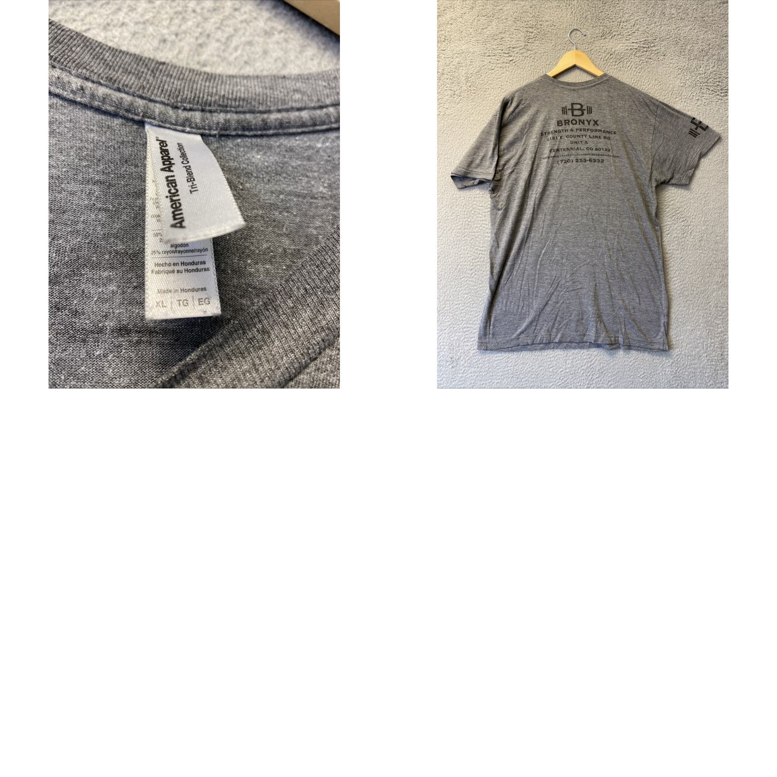 American Apparel American Apparel Bronx Strength T Shirt Men's Short Sleeve Graphic Crew Neck Tee Gray XL 144-2 Size US XL / EU 56 / 4 - 8 Thumbnail