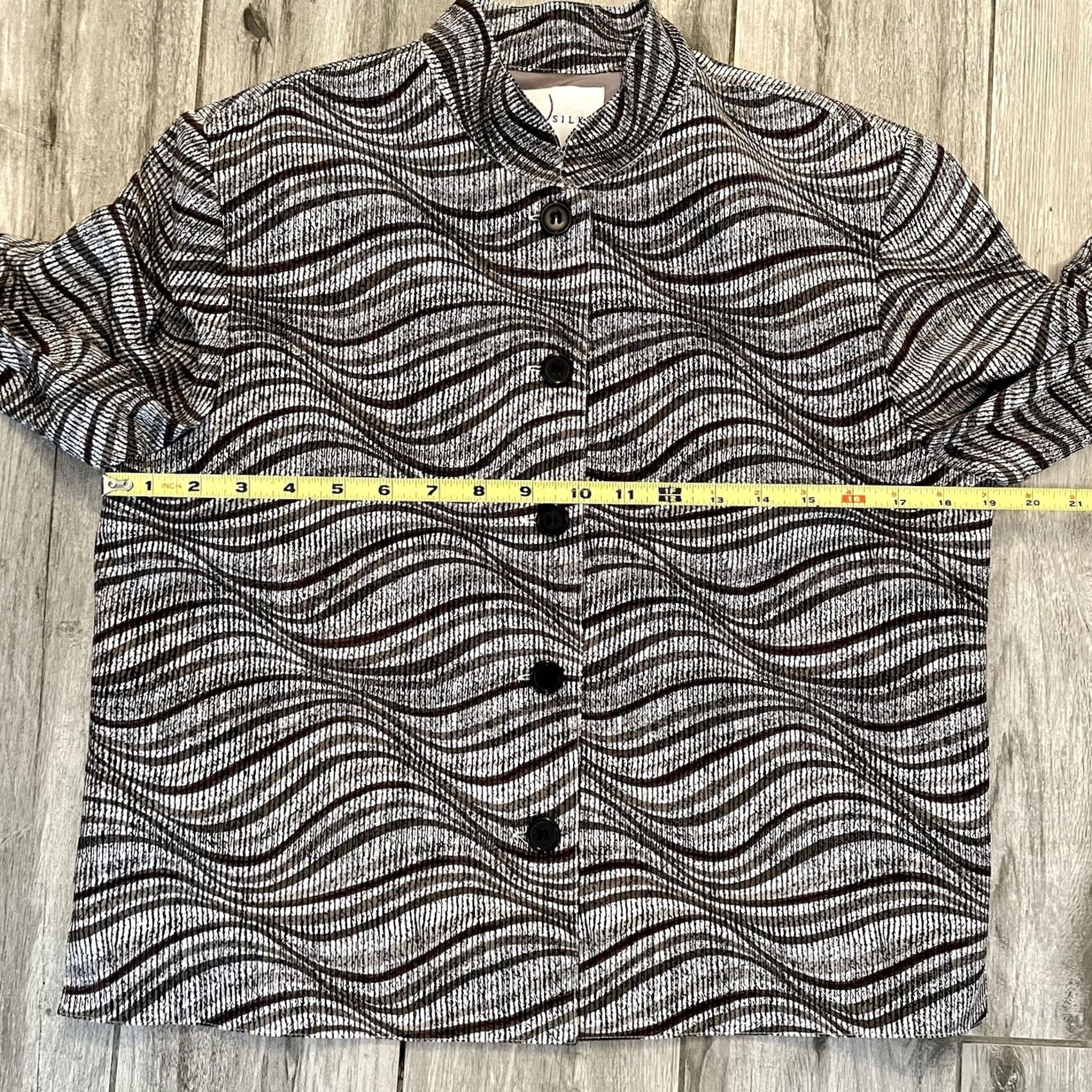 Adrianna Papell VINTAGE Adrianna Papell Safe silk Top size 6 stripes waves blazer Shirt Women Size M / US 6-8 / IT 42-44 - 4 Thumbnail