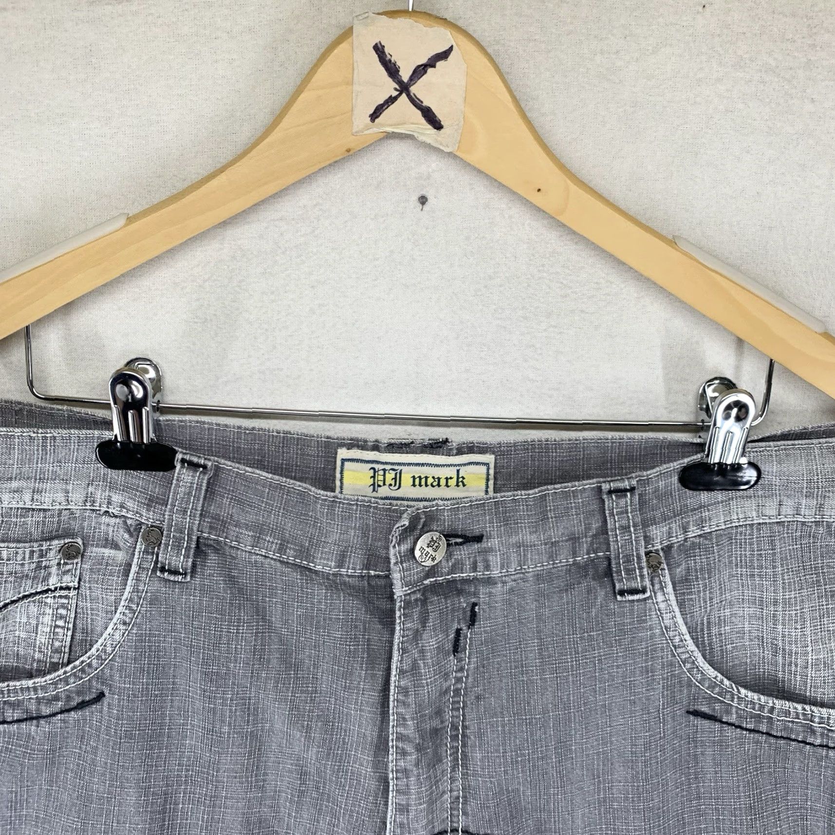 Vintage VINTAGE PJ MARK Jean Shorts Skater 40x8 Gray 90s Grunge Hip Hop John Cena Embroidered 5-Pocket Denim Shorts Mens Baggy Streetwear Summer Spring Size US 40 / EU 56 - 6 Thumbnail