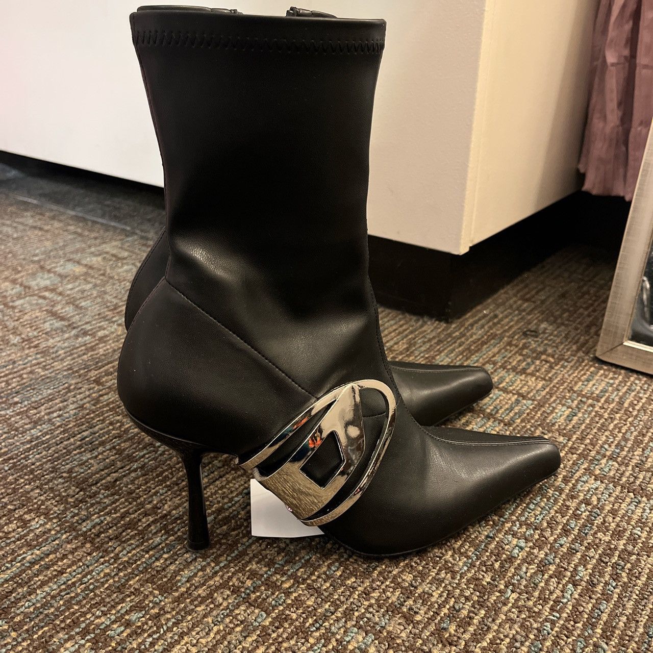 image of Diesel Diesal Heel Shoesed Ankle Boots in Black, Women's (Size 7.5)