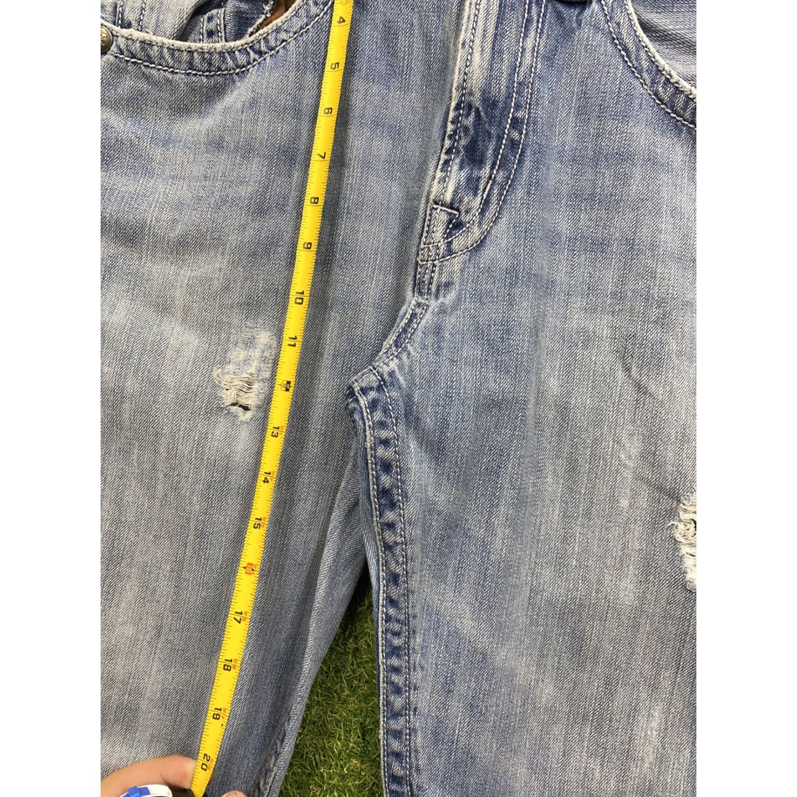 Denime Twenty X Jeans Mens 36x33 Blue Distressed Straight Leg Denim Size US 36 / EU 52 - 4 Thumbnail