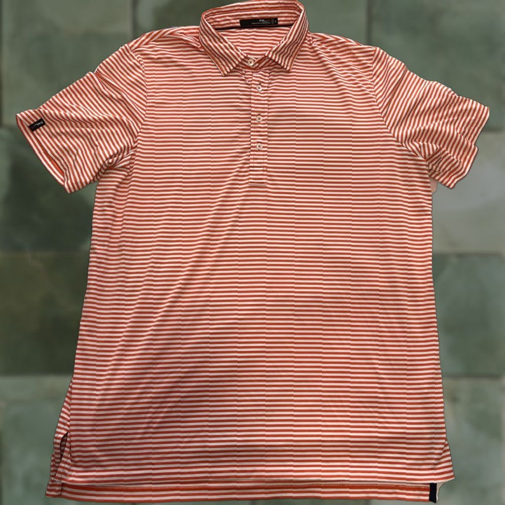 RLX Ralph Lauren RLX Ralph Lauren Shirt MEN'S XL ORANGE WHITE STRIPPED POLO Golf Polyester Size US XL / EU 56 / 4 - 1 Thumbnail