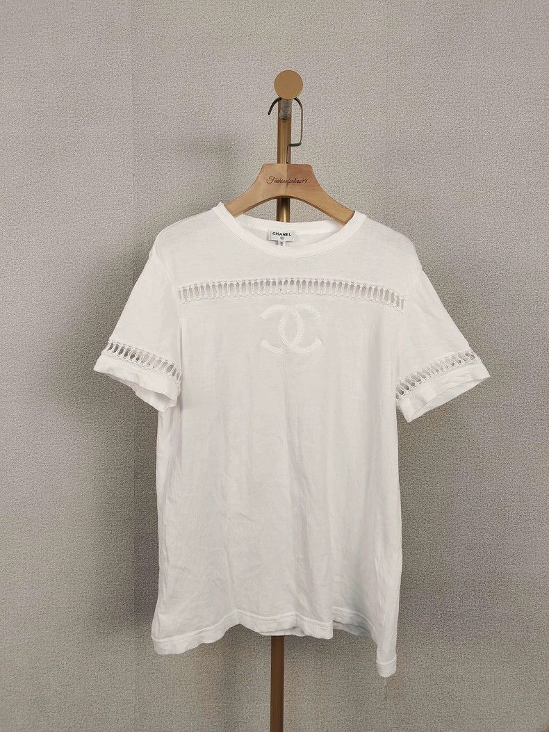 Chanel Chanel Double C White T-Shirt Size US M / EU 48-50 / 2 - 1 Thumbnail