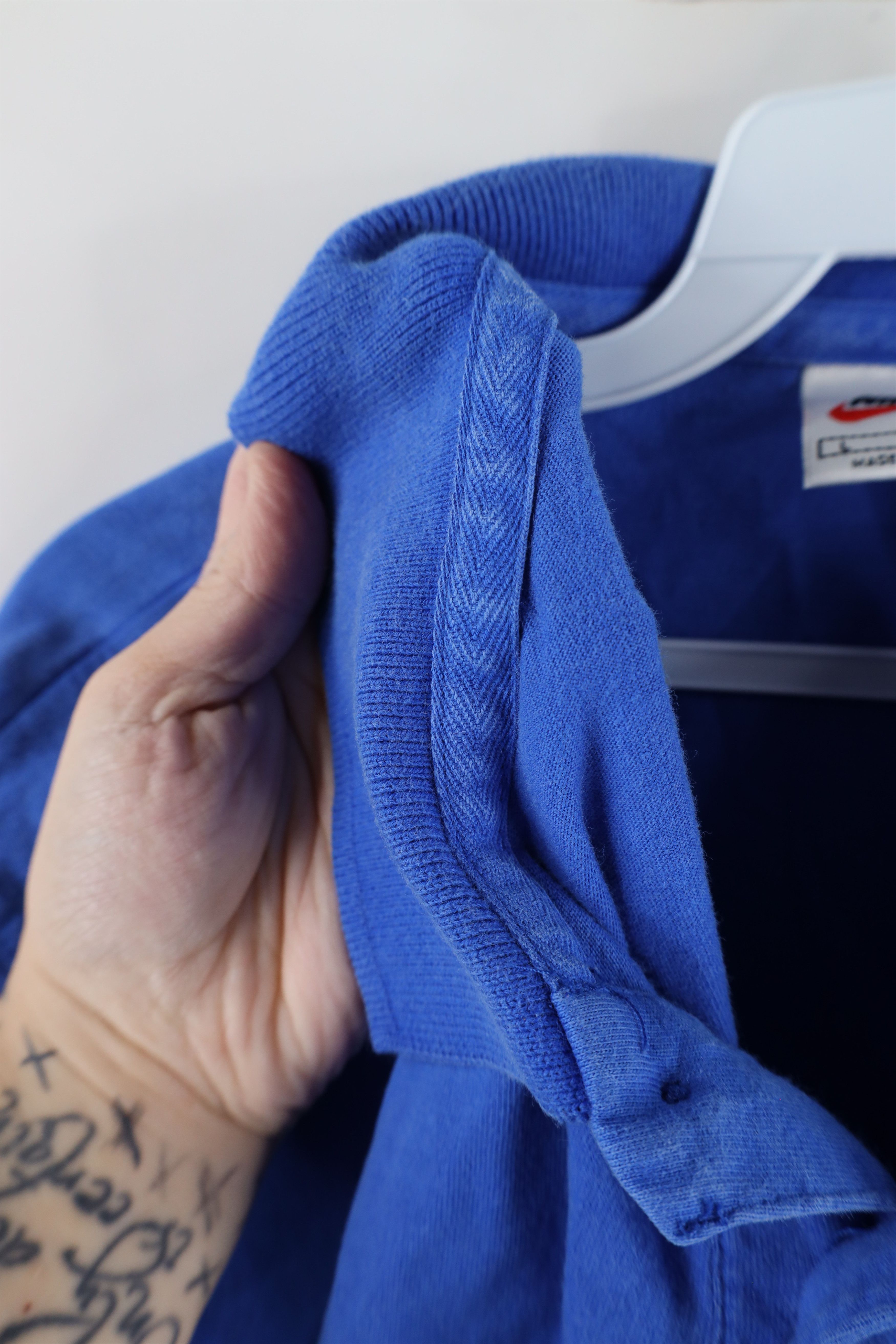 Nike × Vintage Vintage 90s Nike Scott Mini Swoosh Monochrome Polo Blue Size US L / EU 52-54 / 3 - 6 Thumbnail