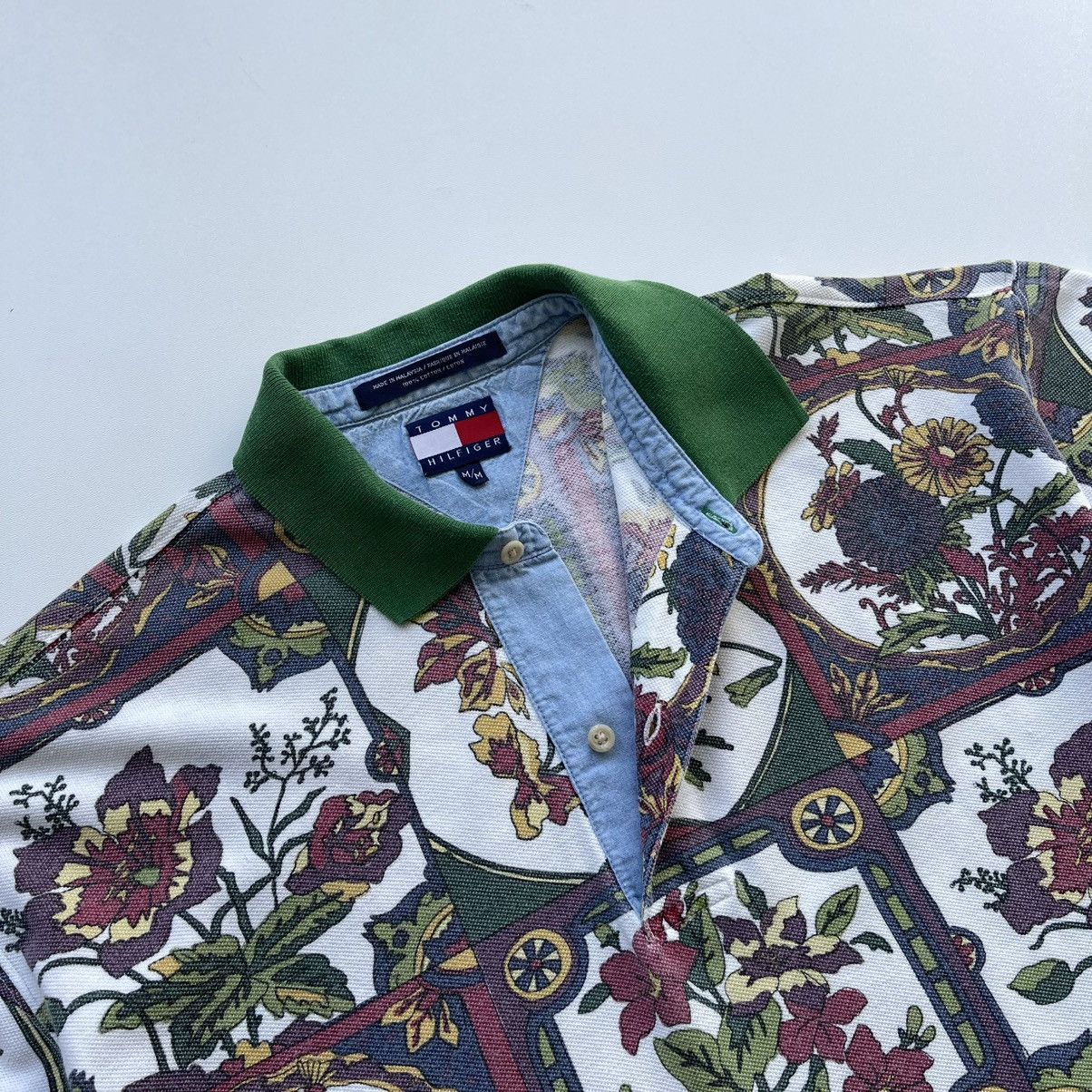 Tommy Hilfiger × Vintage Tommy Hilfiger 90’s Printed Flower Vintage Polo Shirt Rare Size US M / EU 48-50 / 2 - 5 Thumbnail