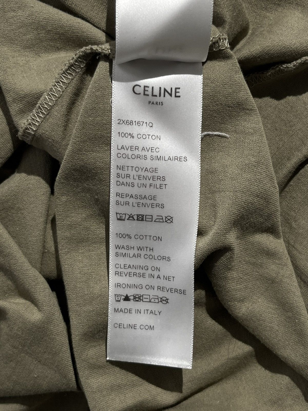 Celine Olive Celine Khaki Oversize Tee by Hedi Slimane Size US M / EU 48-50 / 2 - 6 Thumbnail