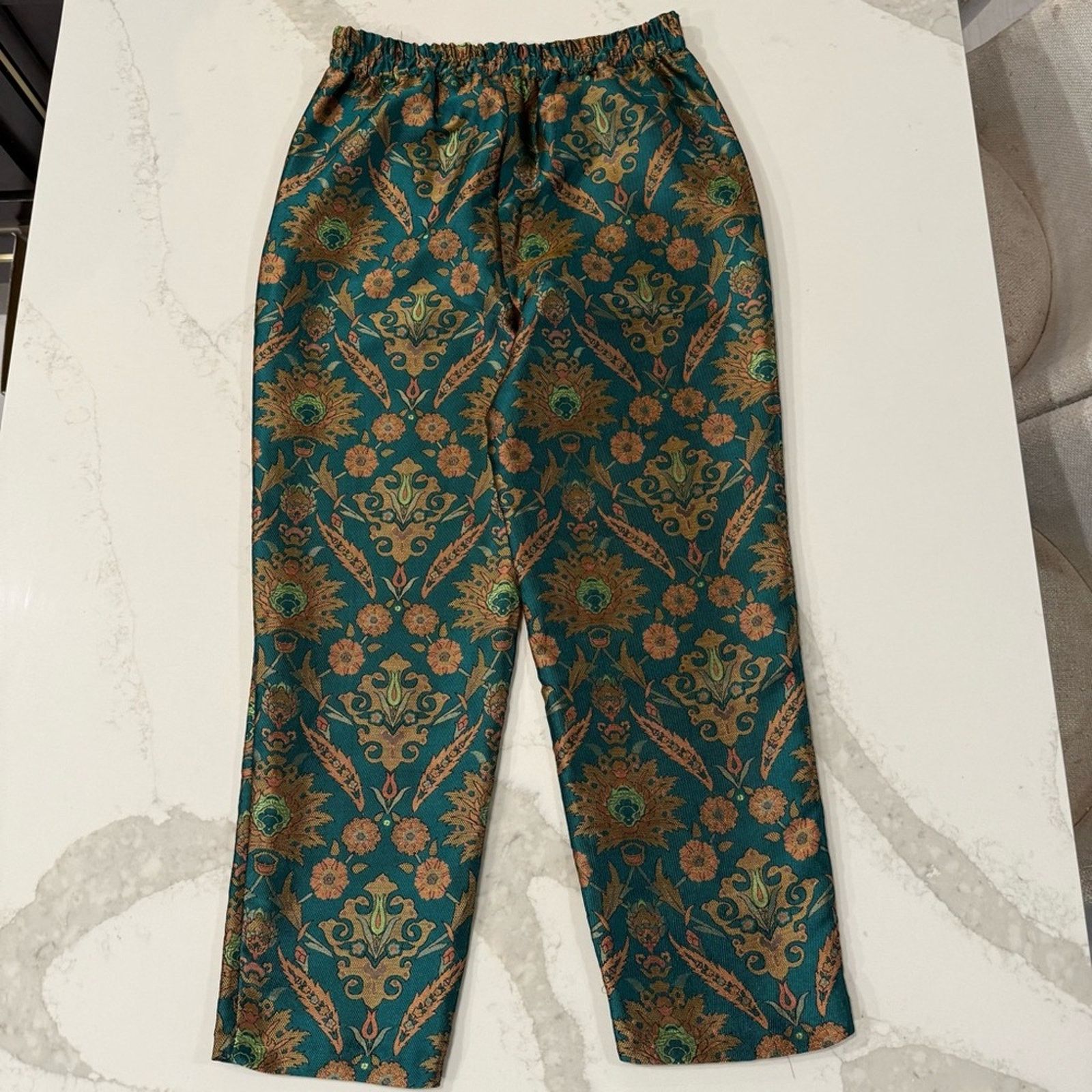 Anthropologie Maeve Anthropologie Floral Metallic Trouser Pant Women Small Size 28" / US 6 / IT 42 - 9 Thumbnail