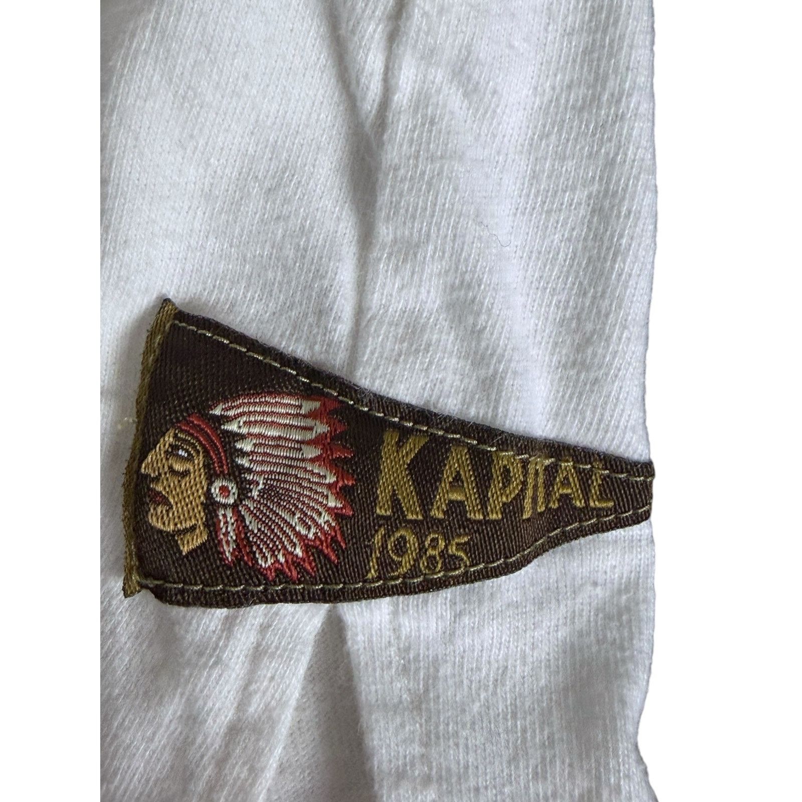 Kapital Kapital Pennant Embroidered White Boxy Pocket T-Shirt Japan Size US M / EU 48-50 / 2 - 3 Thumbnail