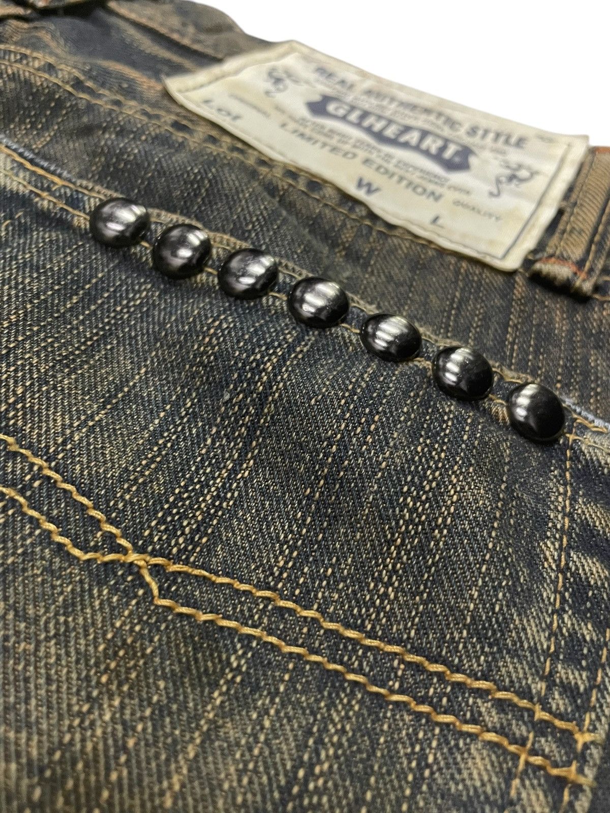 Hysteric Glamour × If Six Was Nine × Le Grande Bleu (L.G.B.) GLHEART Japan Studded Mud Wash Loose Jeans Size US 30 / EU 46 - 20 Thumbnail