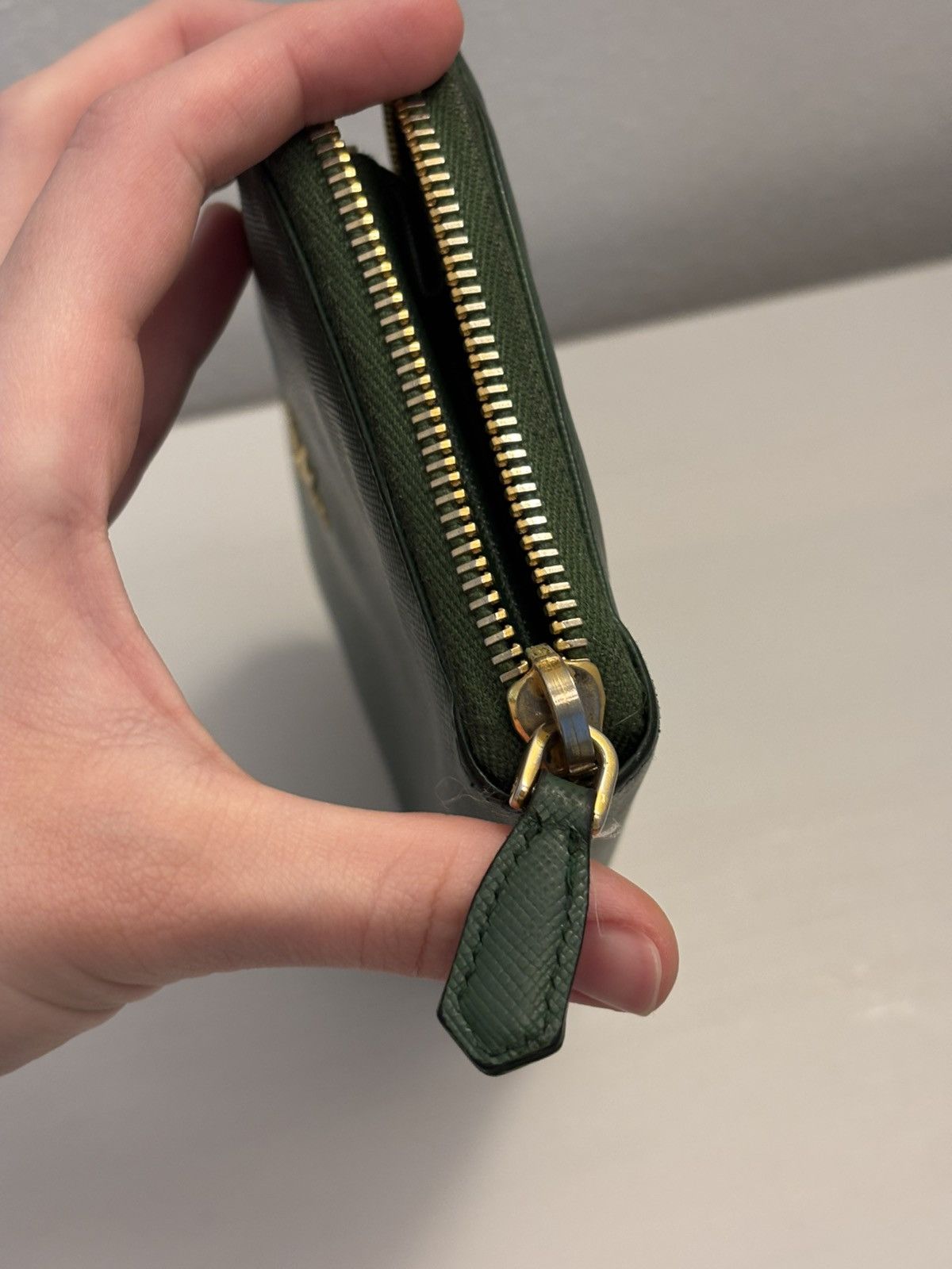 Prada Prada Dark Green Saffiano Leather Logo Zip Around Wallet Size ONE SIZE - 10 Thumbnail