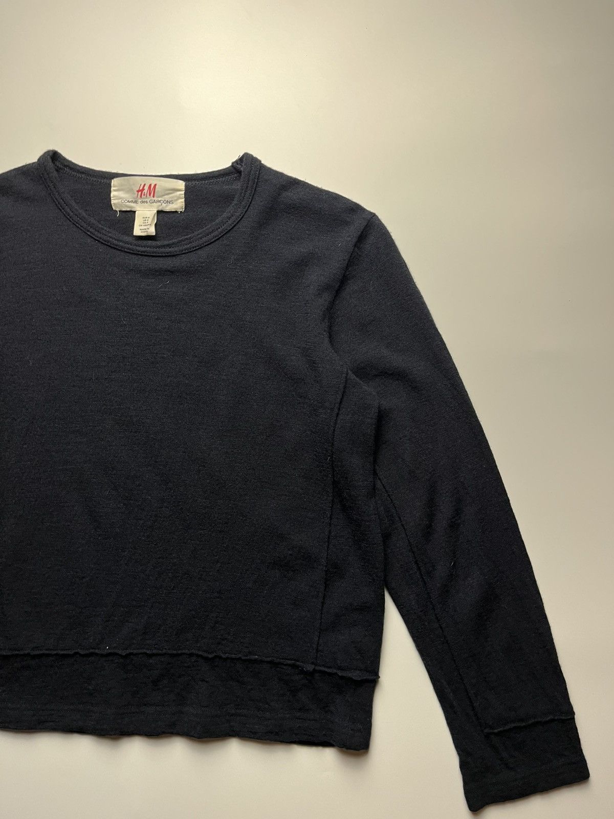 Comme des Garcons × H&M H&M x Comme des Garçons - 2008 Black Raw Hem Design L/S Size S / US 4 / IT 40 - 3 Thumbnail