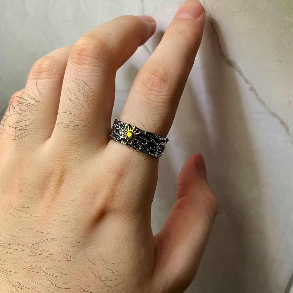 Vintage Resizable Retro Golden Sun Ring Size ONE SIZE - 6 Thumbnail