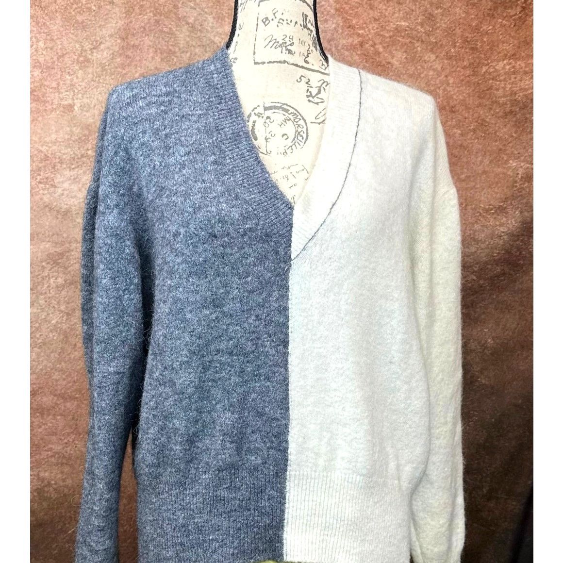 Other V Neck Sweater Two Tone Alpaka Bartolini Made in Italy L Size L / US 10 / IT 46 - 3 Thumbnail
