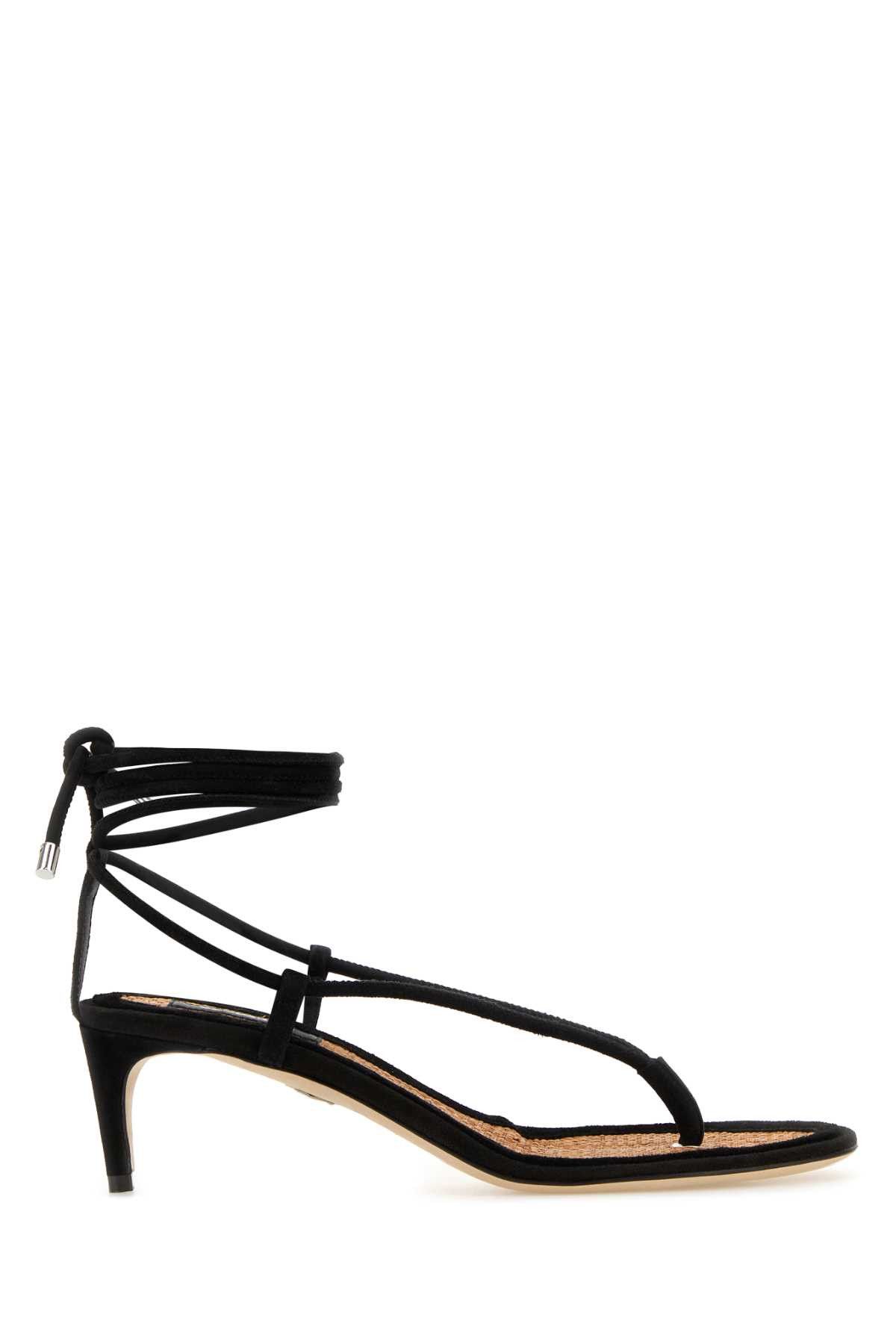 Dsquared2 Black Suede Twin Thong Sandals Size US 10 / IT 40 - 1 Thumbnail