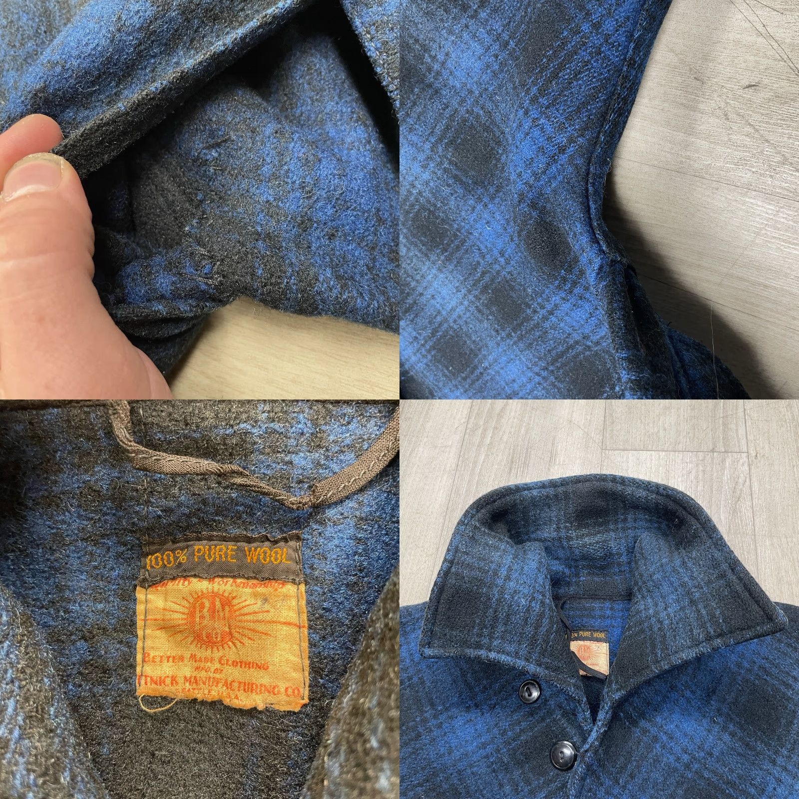 Vintage VINTAGE Hettnick Manufacturing Co. Wool Mackinaw Jacket Mens M Blue Shadow Plaid Cruiser Wool Seattle 30s Size US M / EU 48-50 / 2 - 8 Thumbnail