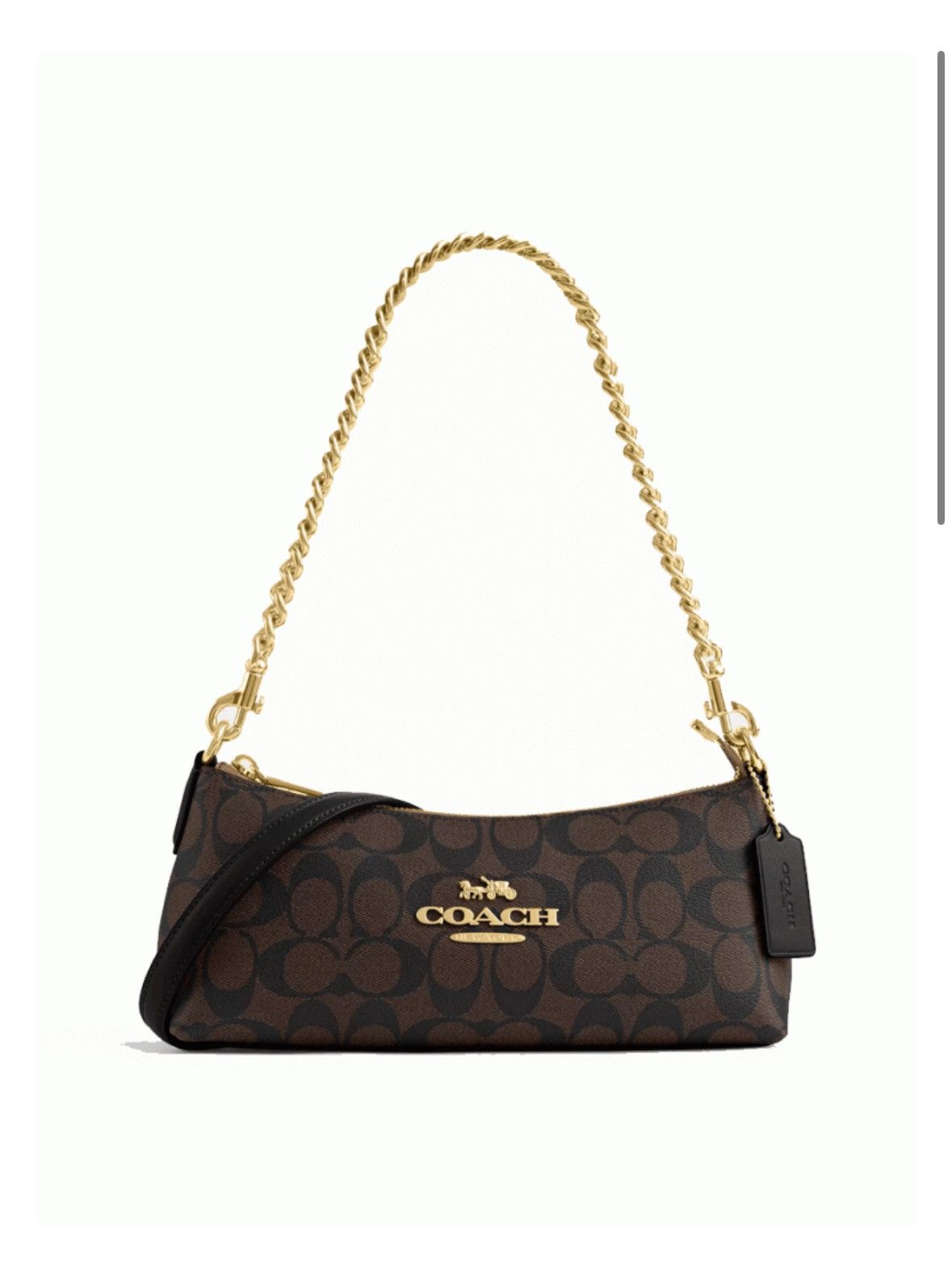 image of NWT Coach Charlotte Shoulder Bag In Signature Canvas in Black/Brown, Women's