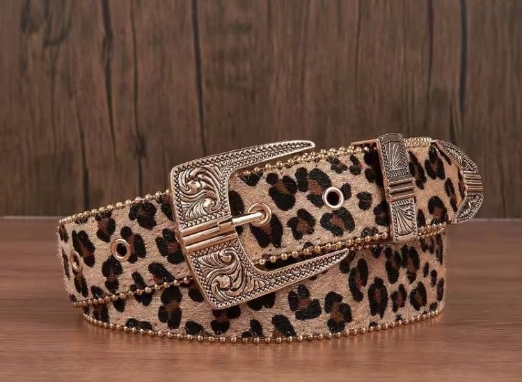 Leather 100 Cm Leopard Print PU Leather Belt Size ONE SIZE - 2 Thumbnail