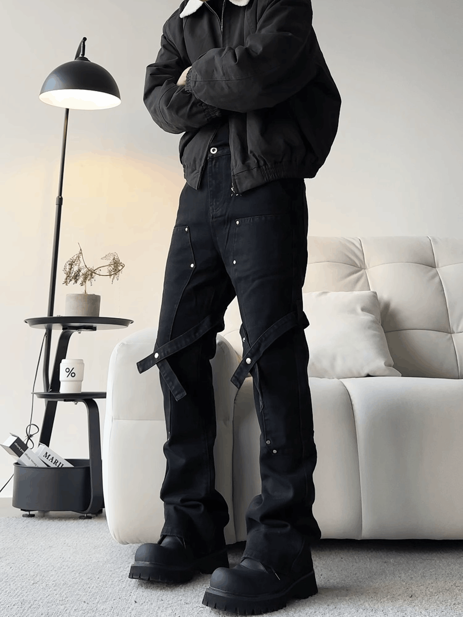 Black Skinny Stacked Flare Jeans