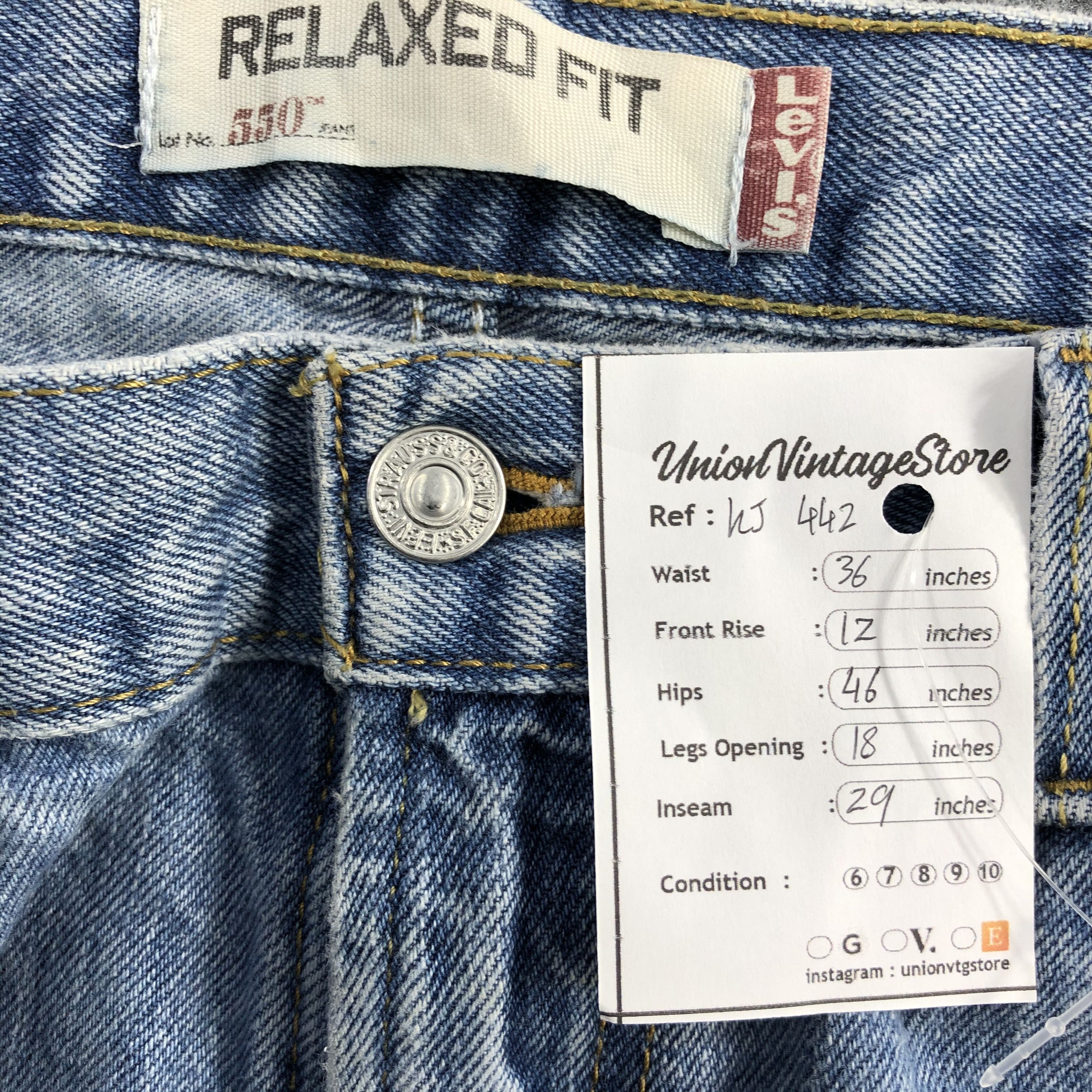 Levi's Vintage Levis 550 Jeans Blue Wash Denim KJ442 Size US 36 / EU 52 - 11 Thumbnail