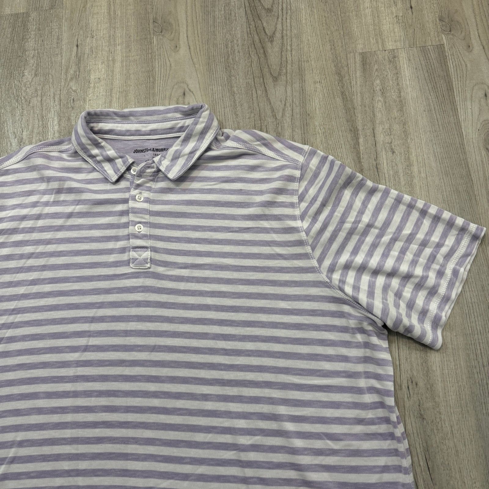 Johnston & Murphy Johnston & Murphy Polo Shirt Men's Extra Large Purple White Size US XL / EU 56 / 4 - 2 Thumbnail