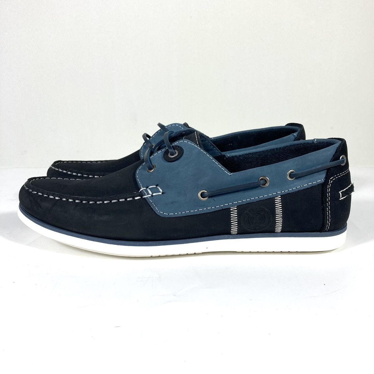 Barbour Barbour Mens Leather & Suede Wake Boat Shoes Washed Blue 12 Size US 12 / EU 45 - 8 Thumbnail