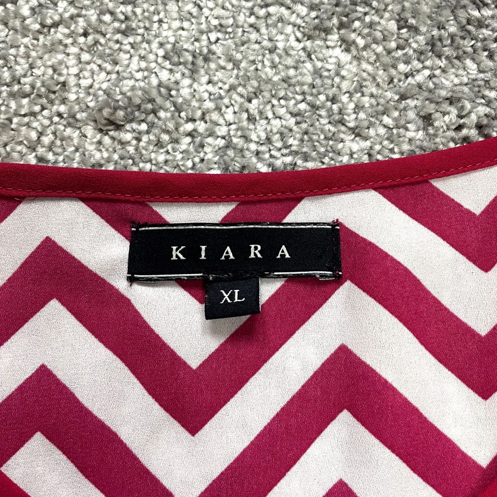 Pinko Kiara Blouse Top Womens XL Pink Red White Zig Zag Striped Roll Tab Long Sleeve Size XL / US 12-14 / IT 48-50 - 4 Thumbnail