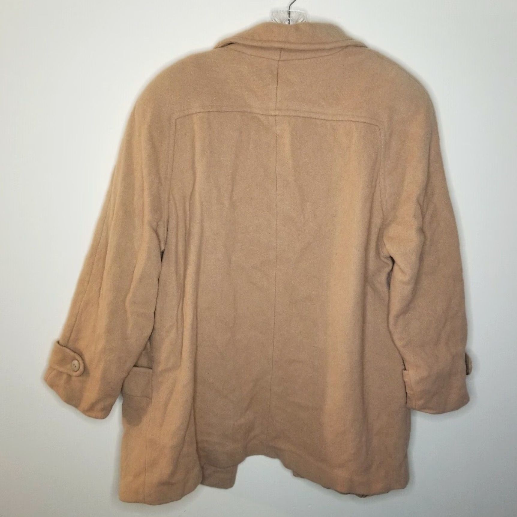 Vintage VINTAGE Herman Kay Pea Coat Jacket Beige Long Womens L USA 90s Wool Blend Coat Size L / US 10 / IT 46 - 4 Thumbnail