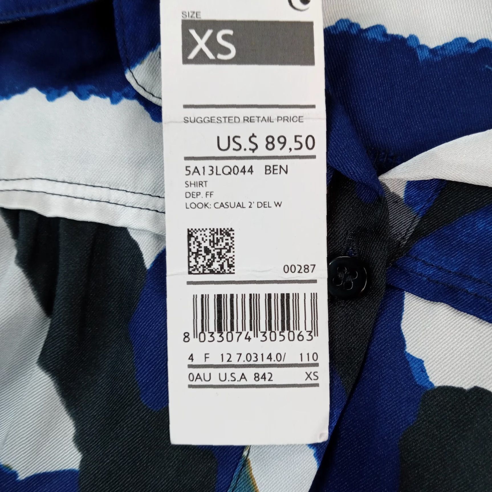 Benetton Stile Benetton Geometric Pattern Button Up Shirt Womens XS Blue Size XS / US 0-2 / IT 36-38 - 6 Thumbnail