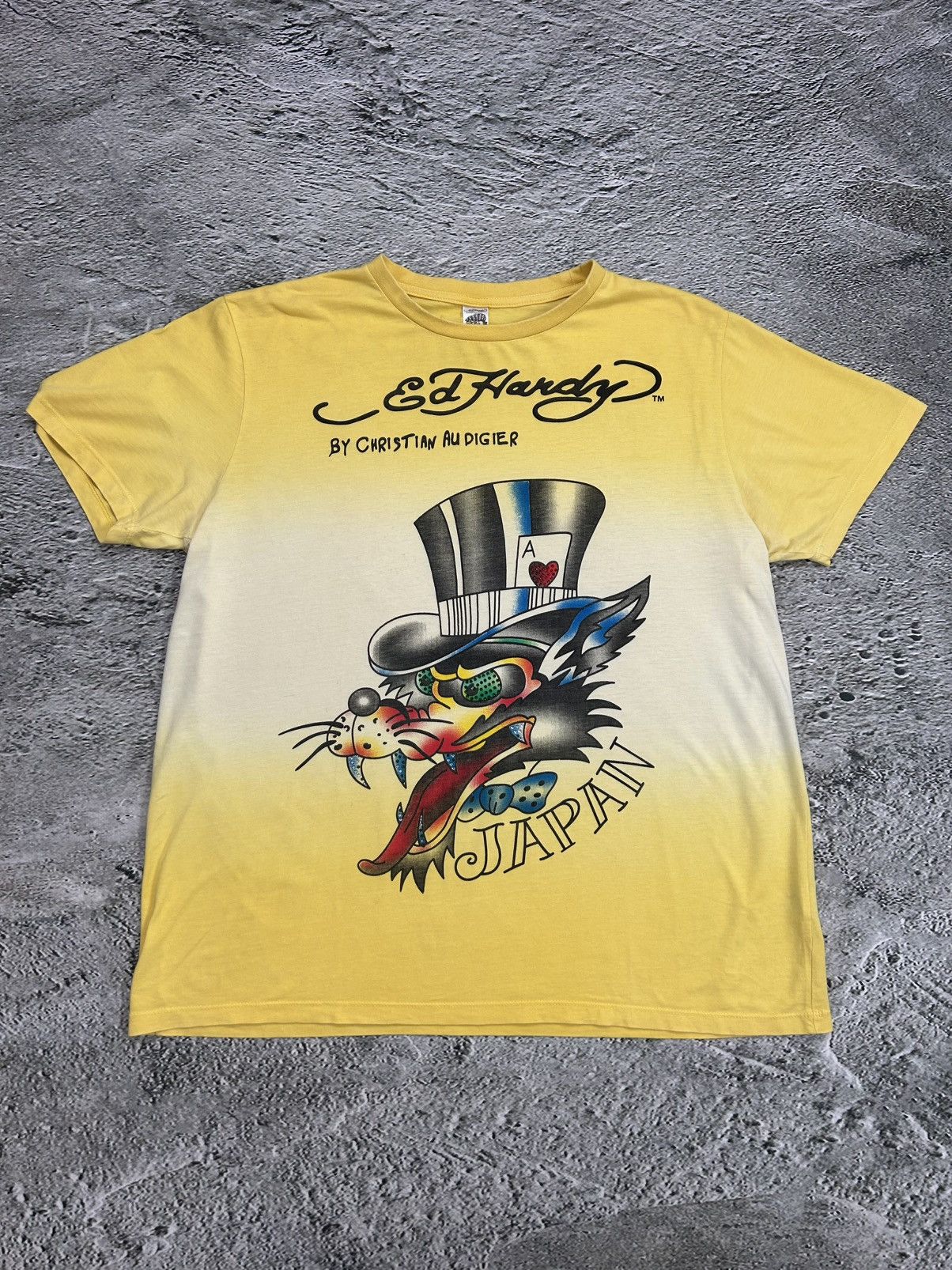 Christian Audigier × Ed Hardy × Vintage Ed Hardy Christian Audigier vintage yellow T-shirt big logo Size US XL / EU 56 / 4 - 1 Thumbnail