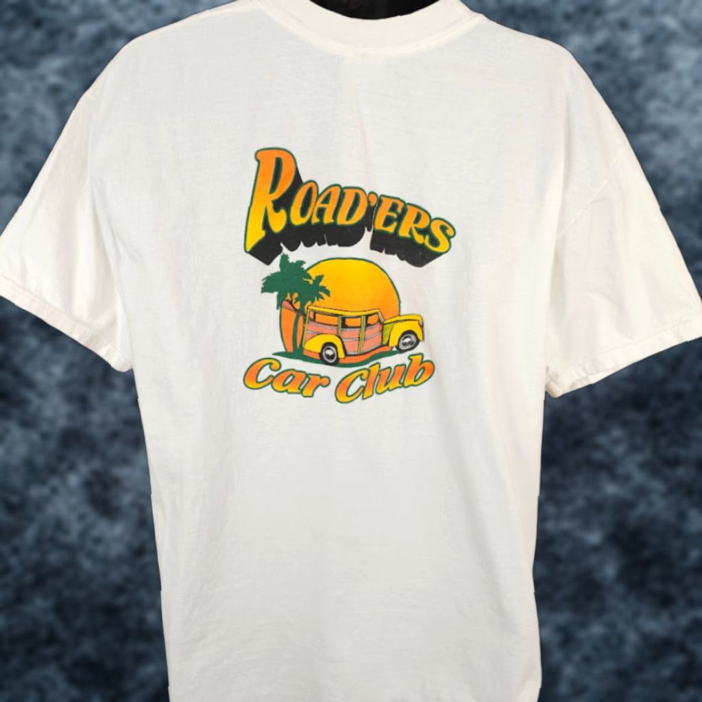 Hanes VINTAGE Hanes Roaders Car Club T Shirt Mens XL White Y2K Classic Woody Wagon Size US XL / EU 56 / 4 - 1 Thumbnail