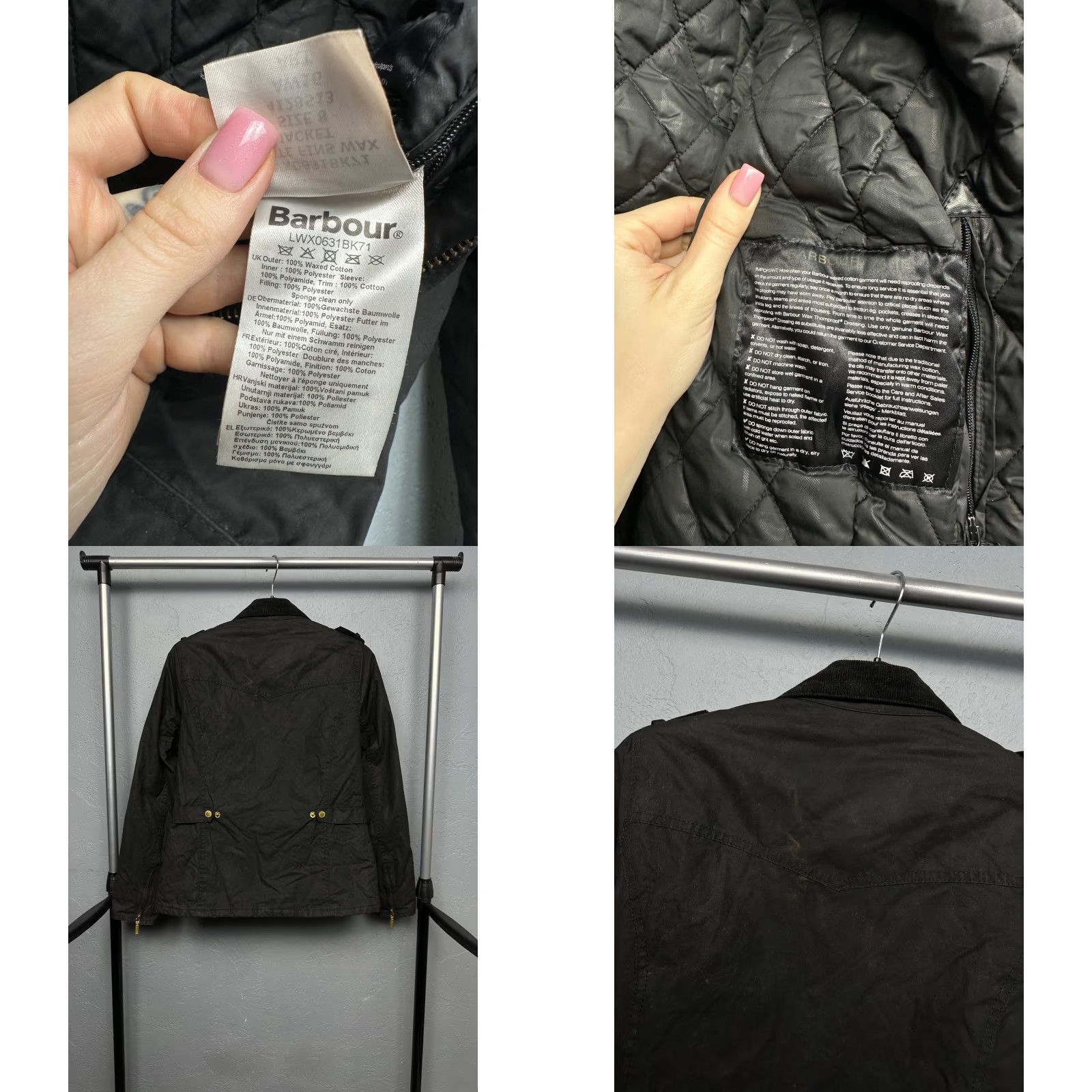 Barbour Barbour International Fins Wax Jacket Womens UK 8 Barbour Jacket Waxed Motorcycle Jacket Black Size UK 8 Women Size S / US 4 / IT 40 - 8 Thumbnail