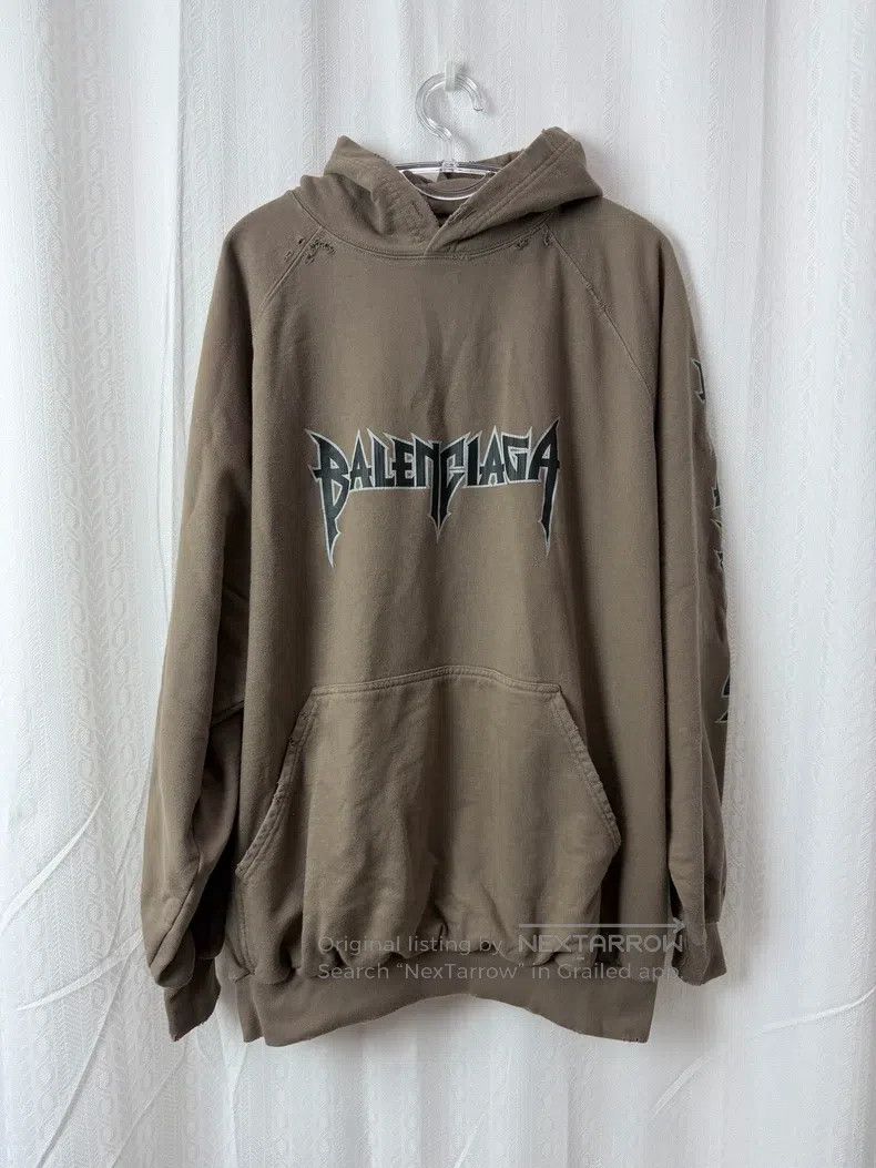 Balenciaga Balenciaga Lightning Crack Pattern Printed Destroyed Hoodi Size US S / EU 44-46 / 1 - 1 Thumbnail