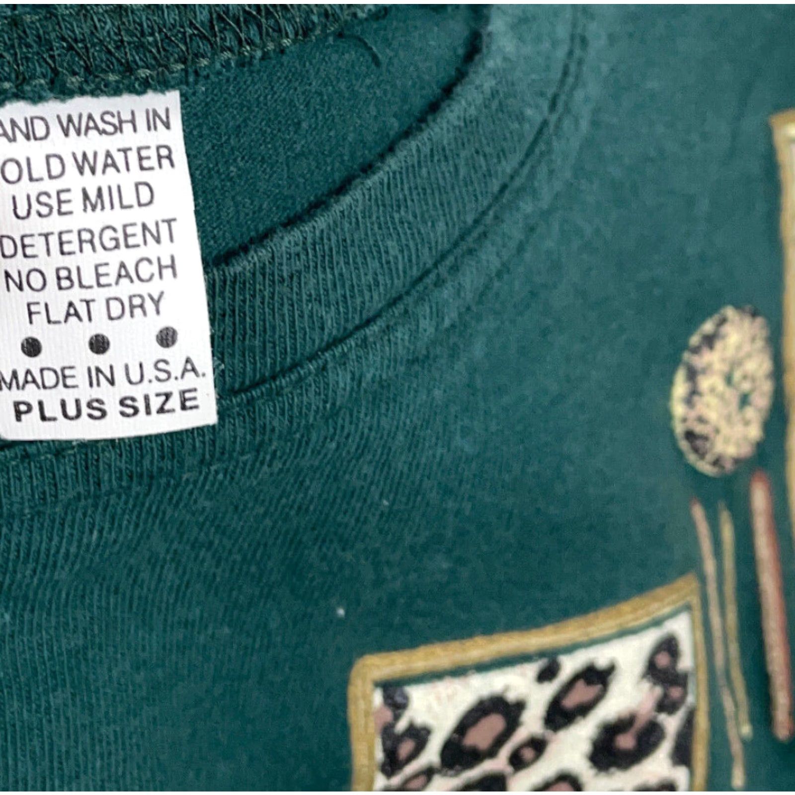 Vintage VTG 90s Green Zebra Leopard Puff Print T-Shirt Adult 3XL Oversized Relaxed Fit Size XXL / US 16-18 / IT 52-54 - 4 Thumbnail