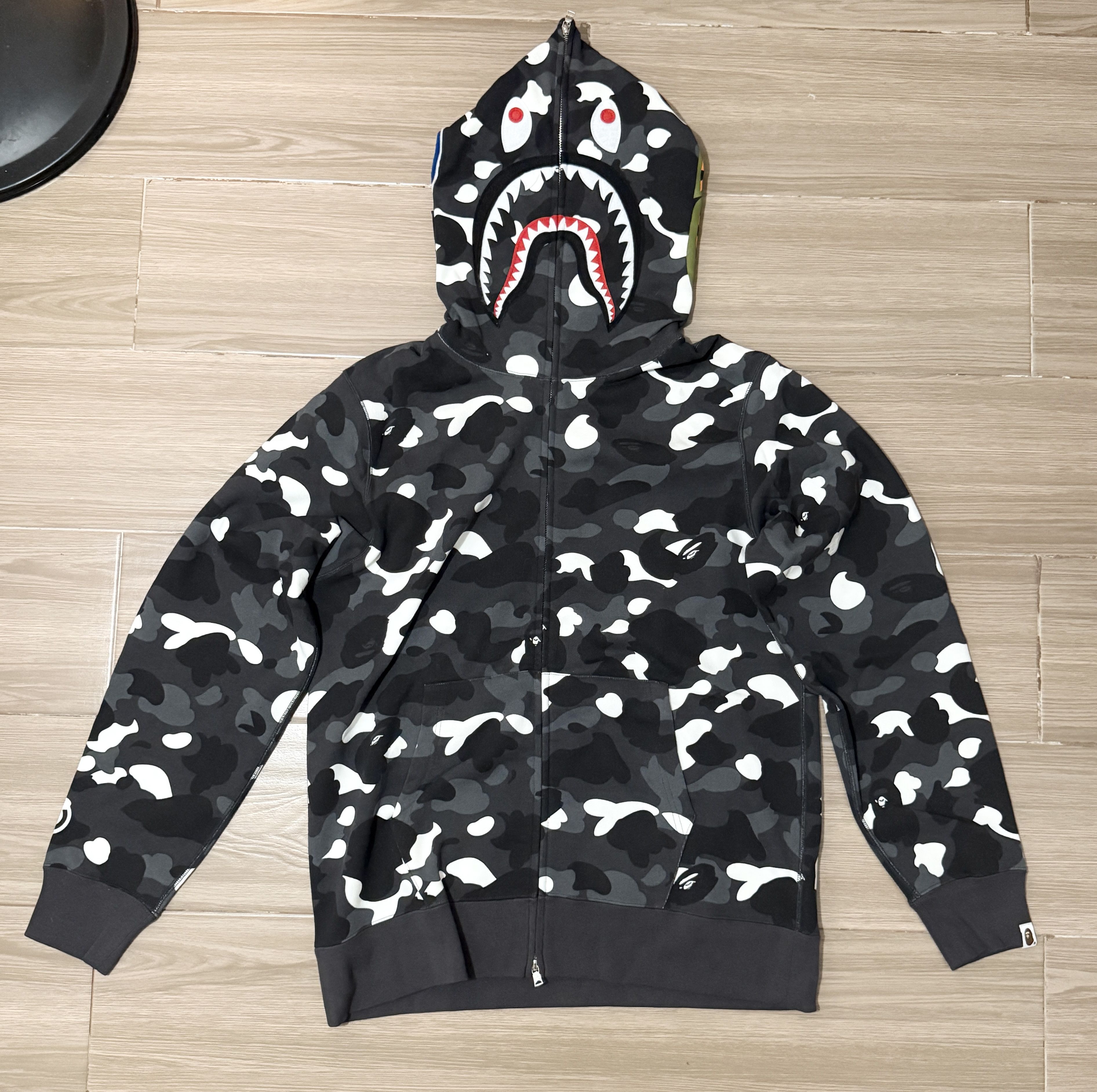 Bape BAPE LAYERED LINE CAMO Shark Full Zip Hoodie a bathing ape