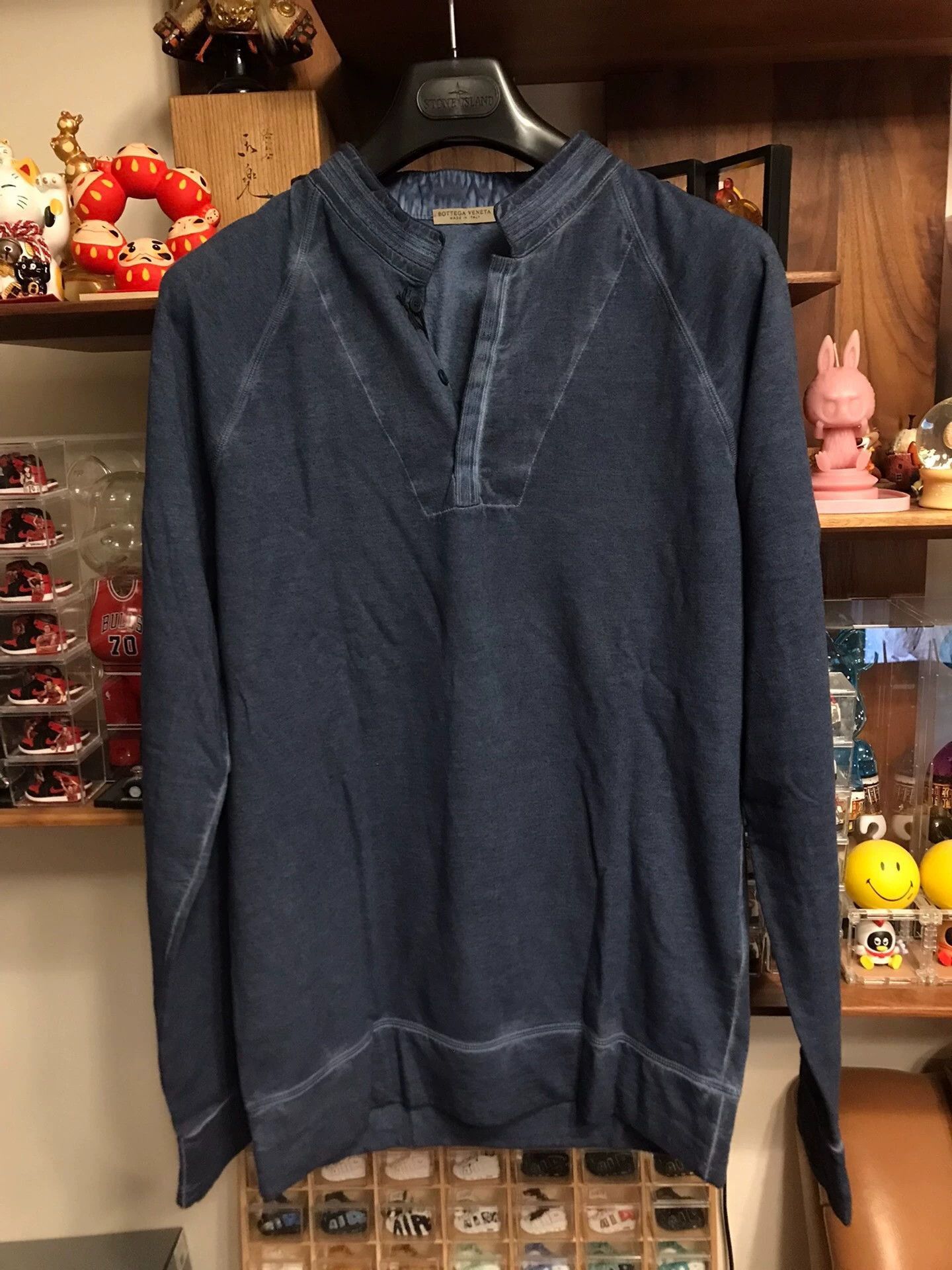 Bottega Veneta Blue Long Sleeve Henley Shirt Size US M / EU 48-50 / 2 - 1 Thumbnail