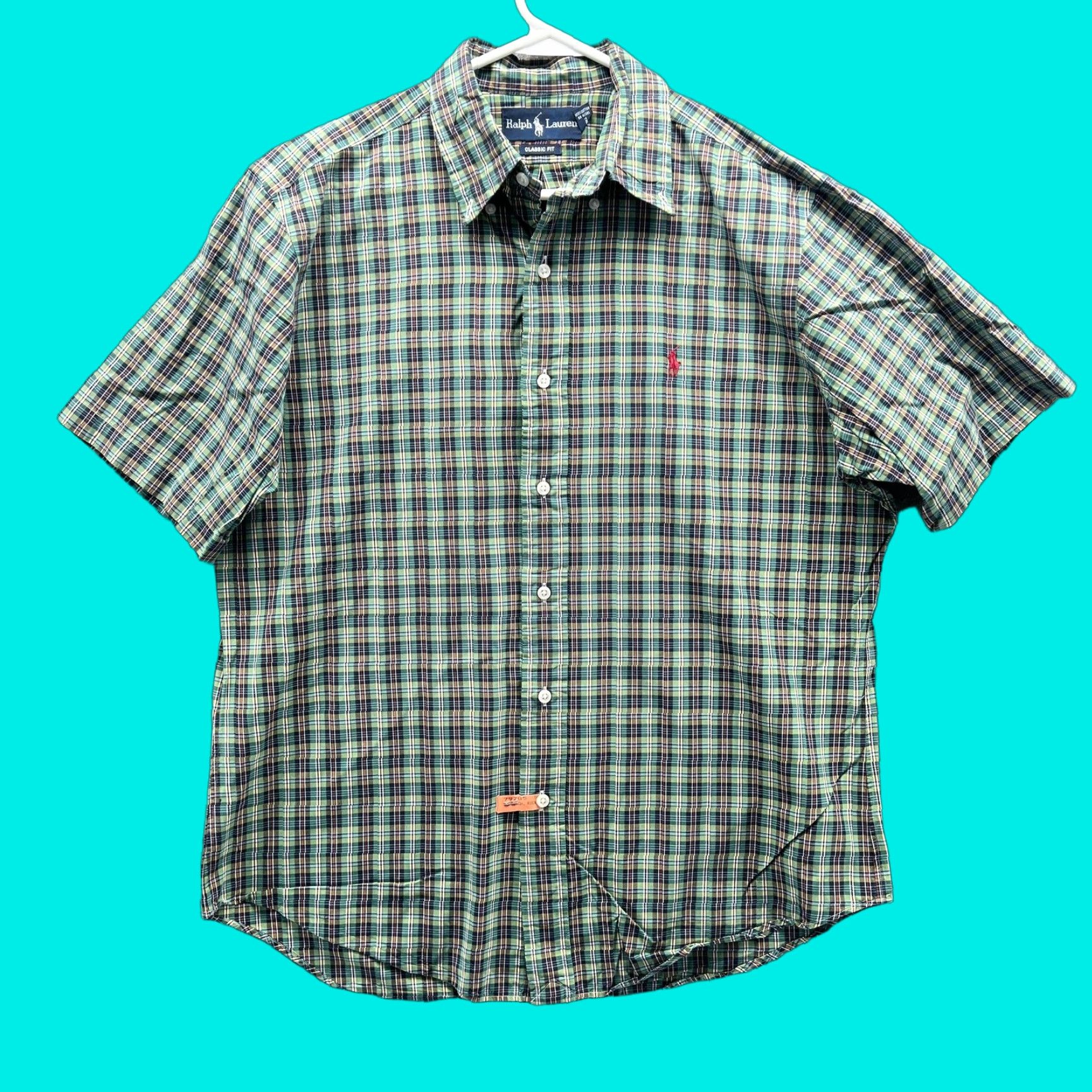 Ralph Lauren Ralph Lauren Shirt Mens Medium Green Plaid Short Sleeve Button-Front Classic Fit Mens Size US M / EU 48-50 / 2 - 1 Thumbnail