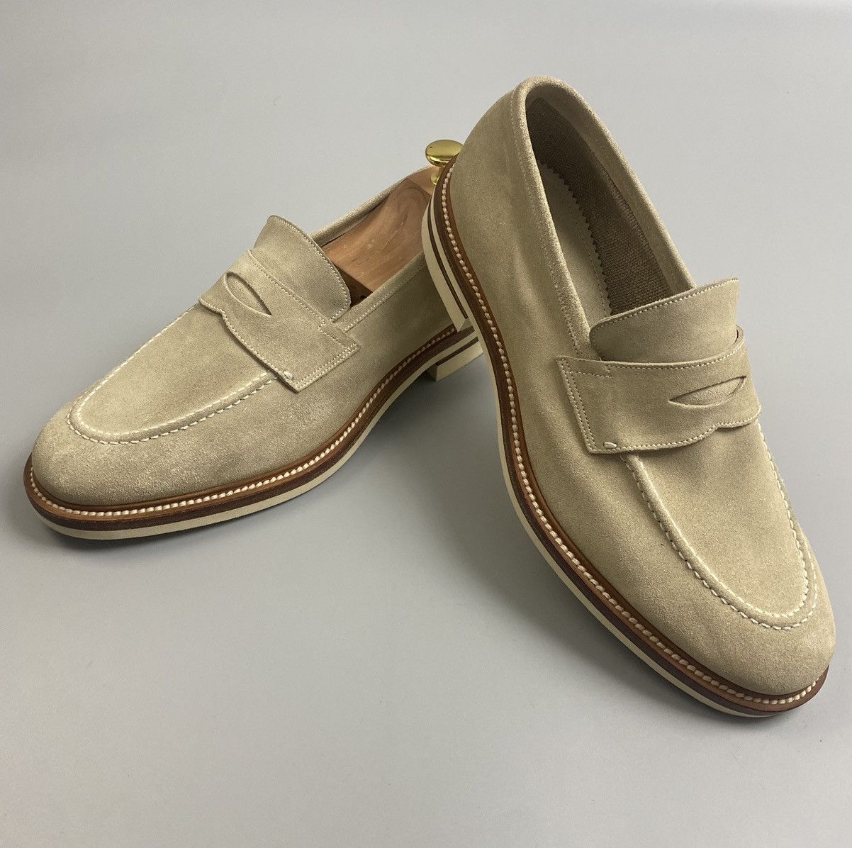 Kiton Kiton Beige Leather Suede Loafers Size US 6.5 / EU 39-40 - 2 Thumbnail