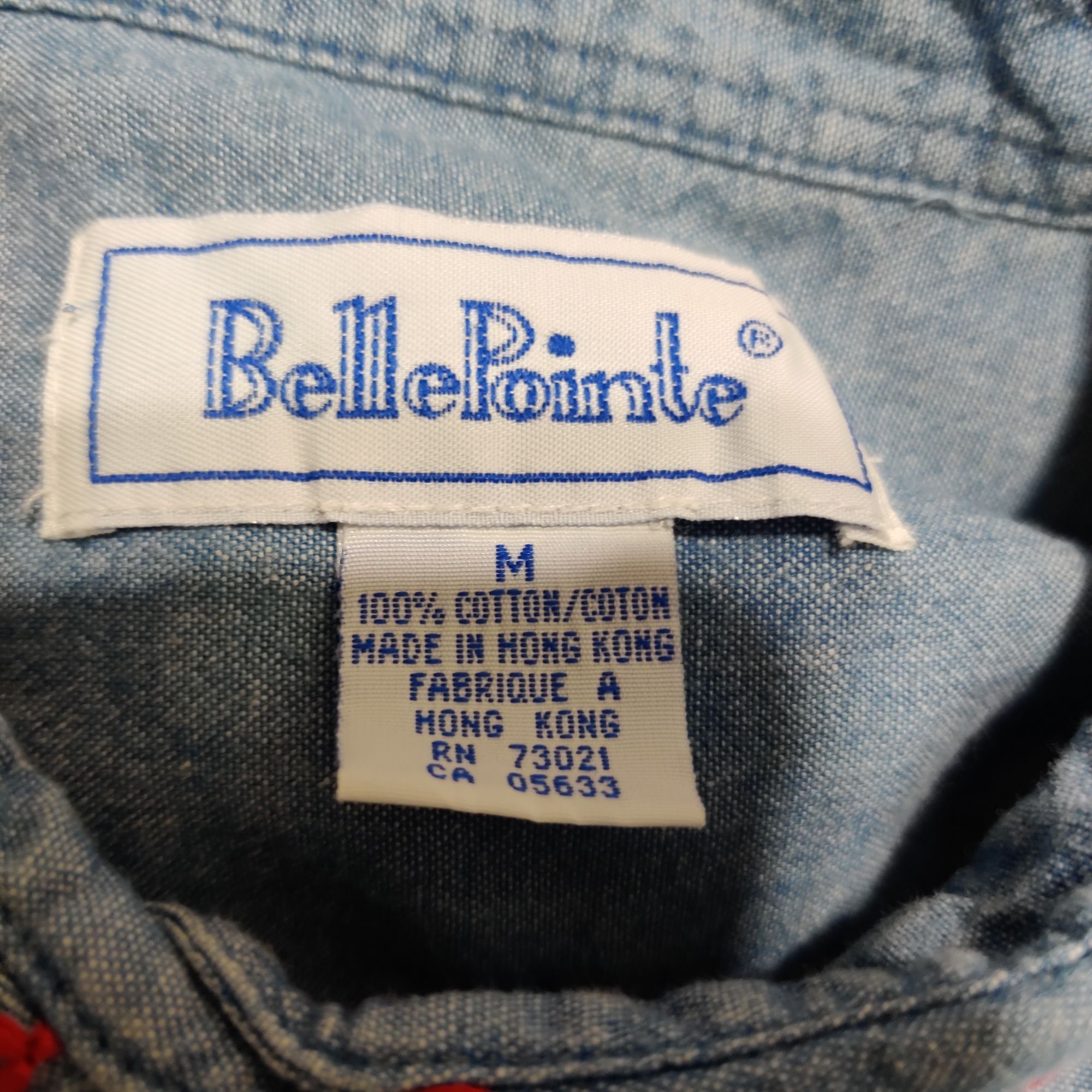 Vintage Vintage Belle Pointe M Denim Button Shirt Holiday Embroidere Size M / US 6-8 / IT 42-44 - 7 Thumbnail