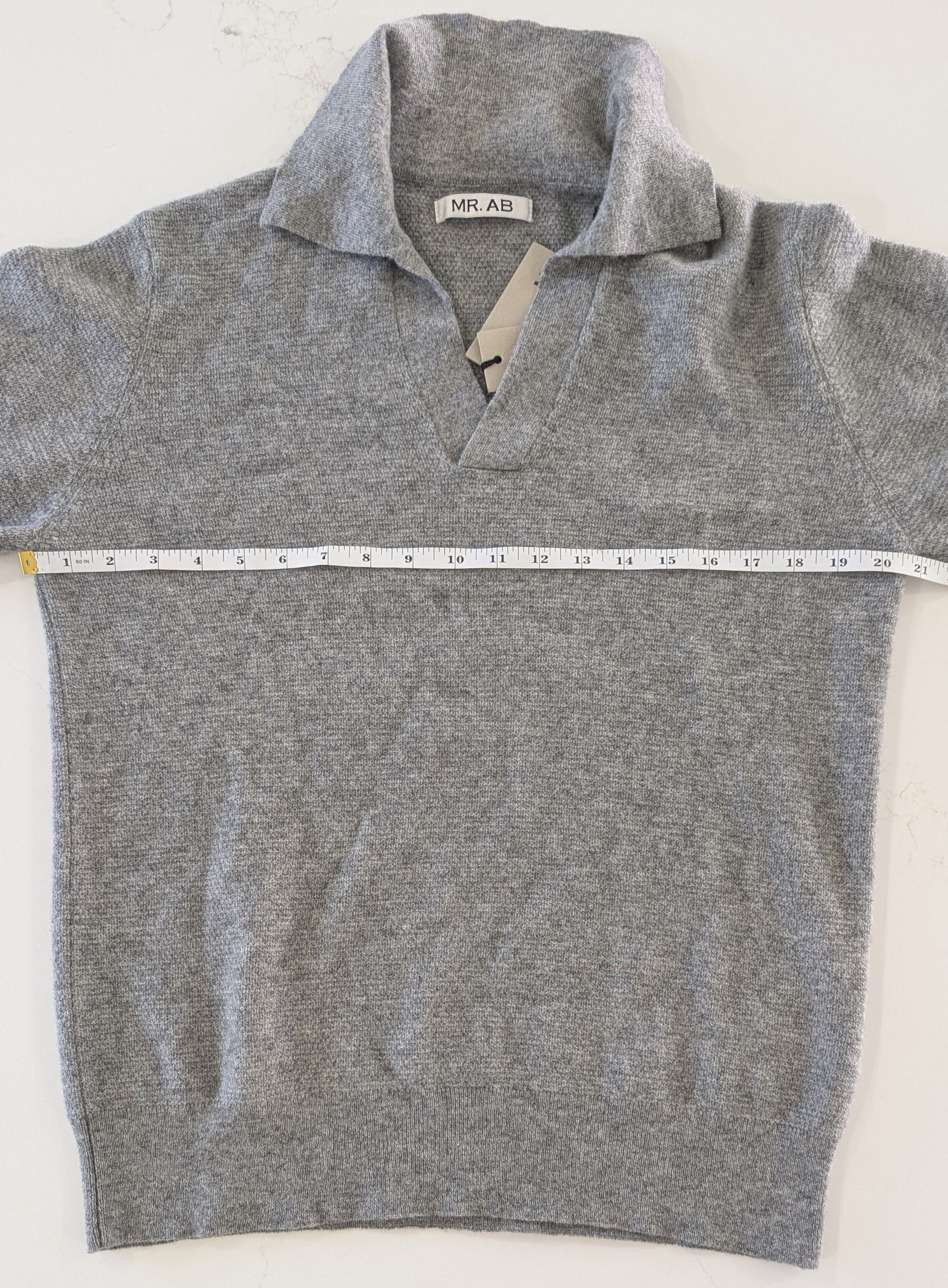 Other Mr AB Wool Tricot Polo Shirt Grey Large Cashmere Blend Size US L / EU 52-54 / 3 - 6 Thumbnail