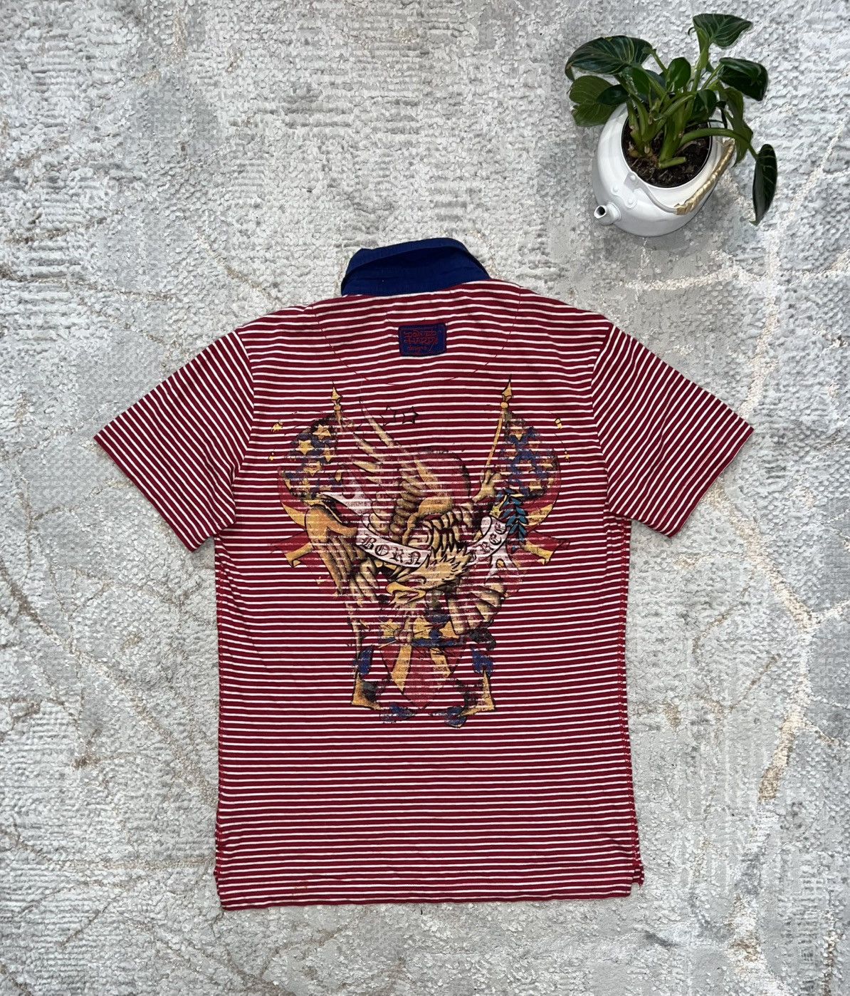 Christian Audigier × Ed Hardy × Vintage ED HARDY VINTAGE 🦍 OVERPRINT SKULL POLO T-SHIRT Y2K TEE Size US L / EU 52-54 / 3 - 2 Thumbnail