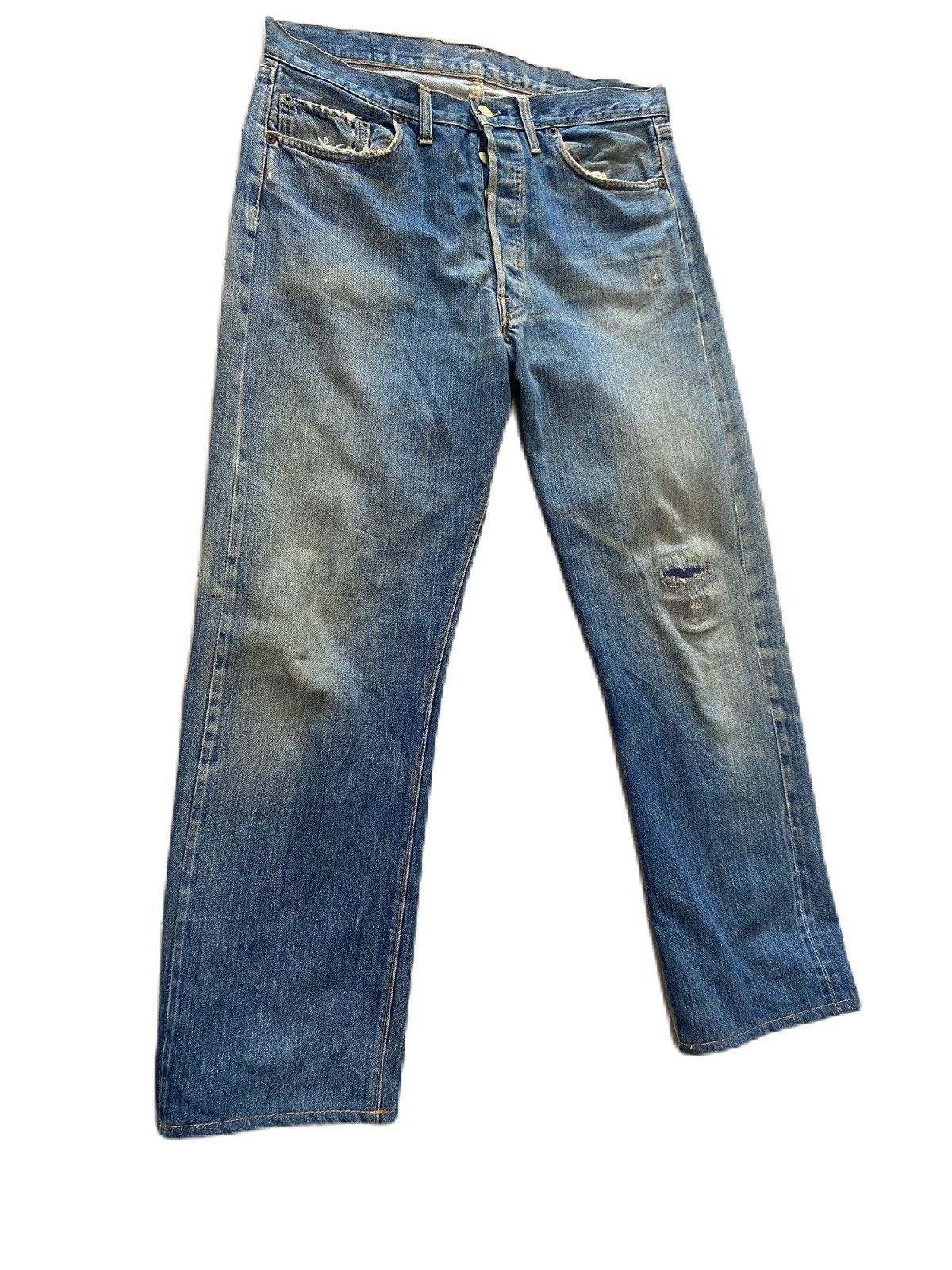 Levi's VINTAGE 70s LEVIS BORO THRASHED SELVEDGE JEANS BUTTON FLY Size US 36 / EU 52 - 5 Thumbnail