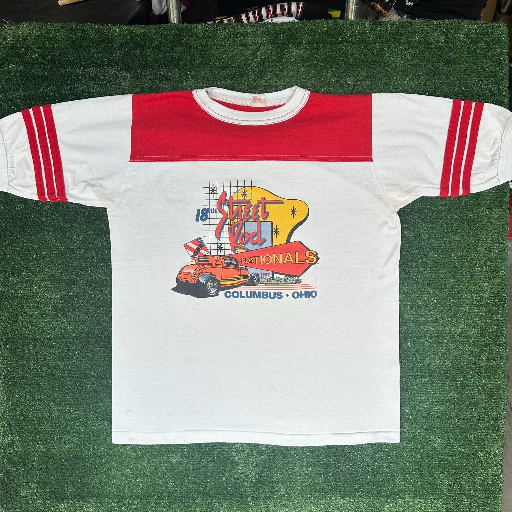 Vintage Vintage 80s NSRA Street Hot Rod Nationals 1987 Jersey T-Shir Size US L / EU 52-54 / 3 - 4 Thumbnail