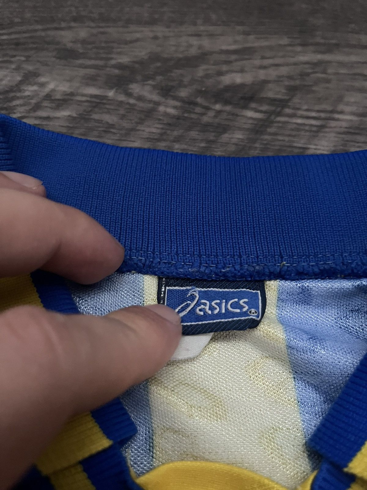 Asics Vintage Asics Monogram Longsleeve Jersey Yellow/Blue Size US XL / EU 56 / 4 - 8 Thumbnail