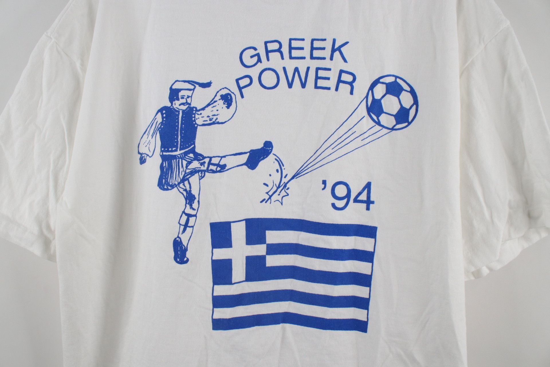 Vintage Vintage 90s 1994 World Cup Soccer Greece Futbol T-Shirt USA Size US L / EU 52-54 / 3 - 4 Thumbnail
