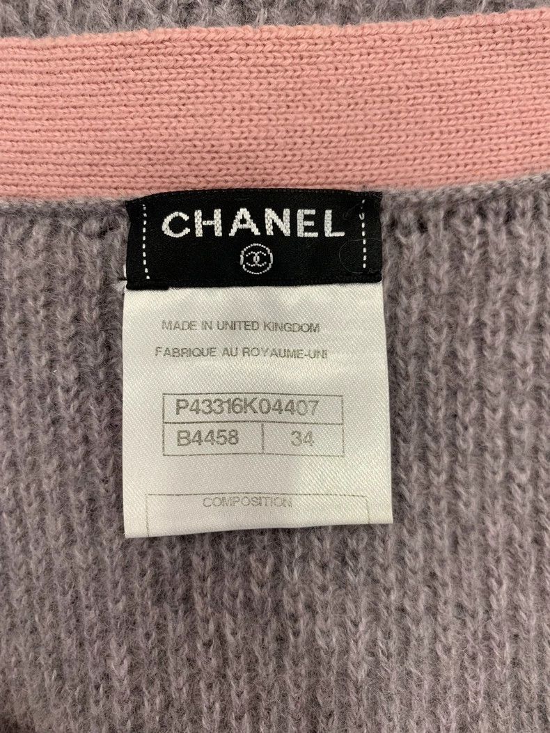 Chanel Chanel Gray Pink Wool Cardigan Sweater Size XS / US 0-2 / IT 36-38 - 4 Thumbnail