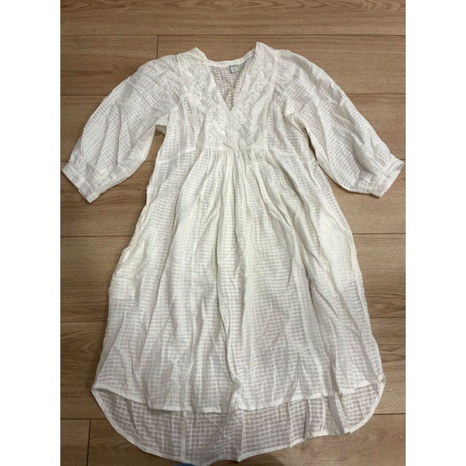 Vintage Sundance Sonata Easy Dress UNLINED Embroidered Cotton Dress Women S Midi White A-Line Regular Size S Size S / US 4 / IT 40 - 3 Thumbnail
