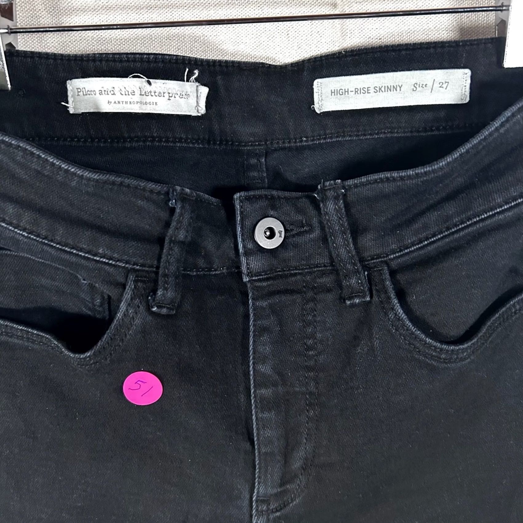 Vintage Pilcro and the Letterpress High-Rise Skinny Jeans Black Raw Hem 27 Size 27" / US 4 / IT 40 - 2 Thumbnail