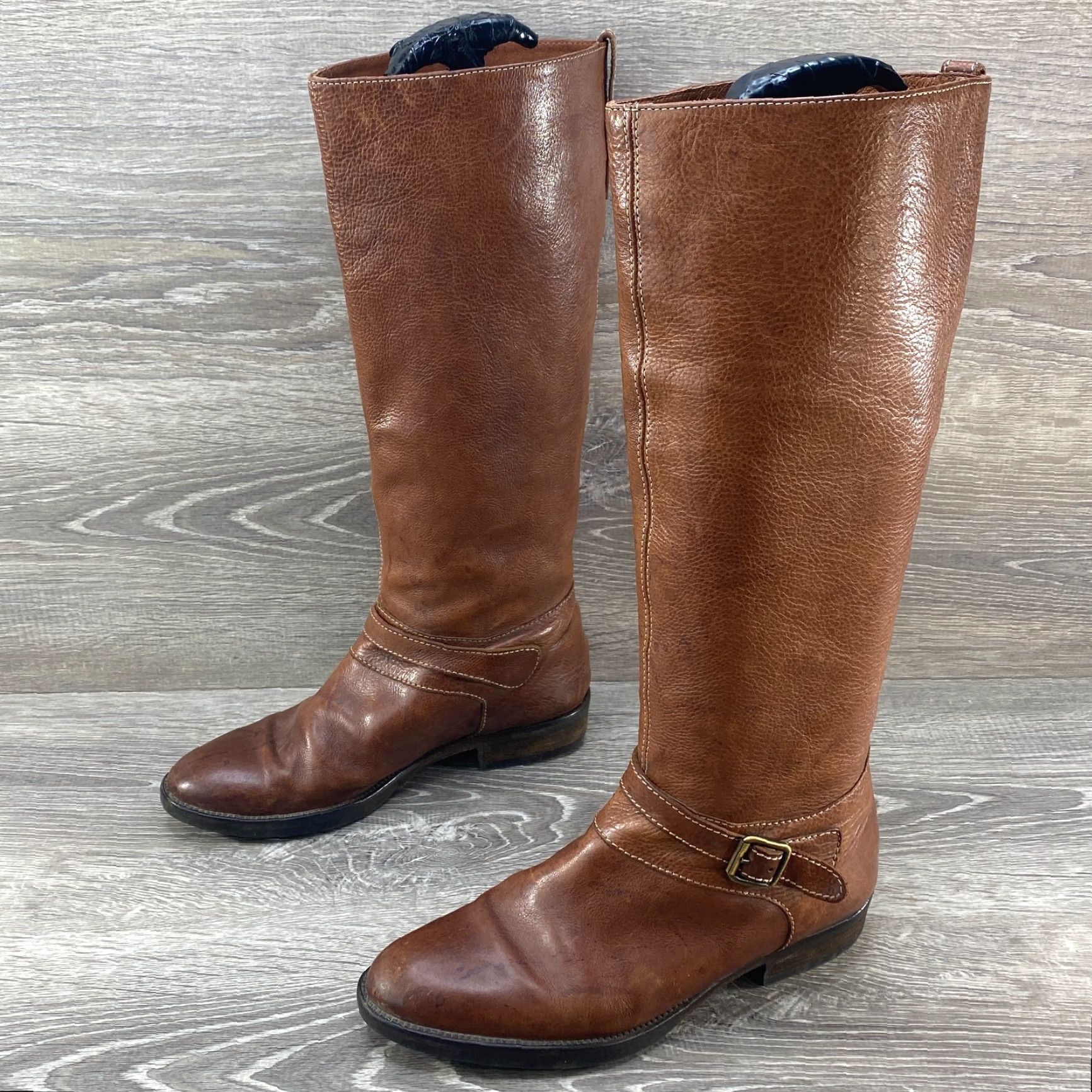 J.Crew J.CREW Brown Leather Lined Knee High Pull On Tall Riding Boots Buckle Womens 6 Size US 6 / IT 36 - 5 Thumbnail