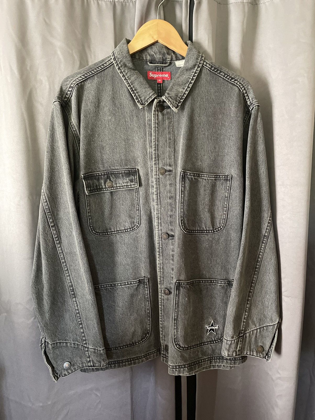 image of Supreme Denim Chore Coat Ss22 - Black, Men's (Size XL)