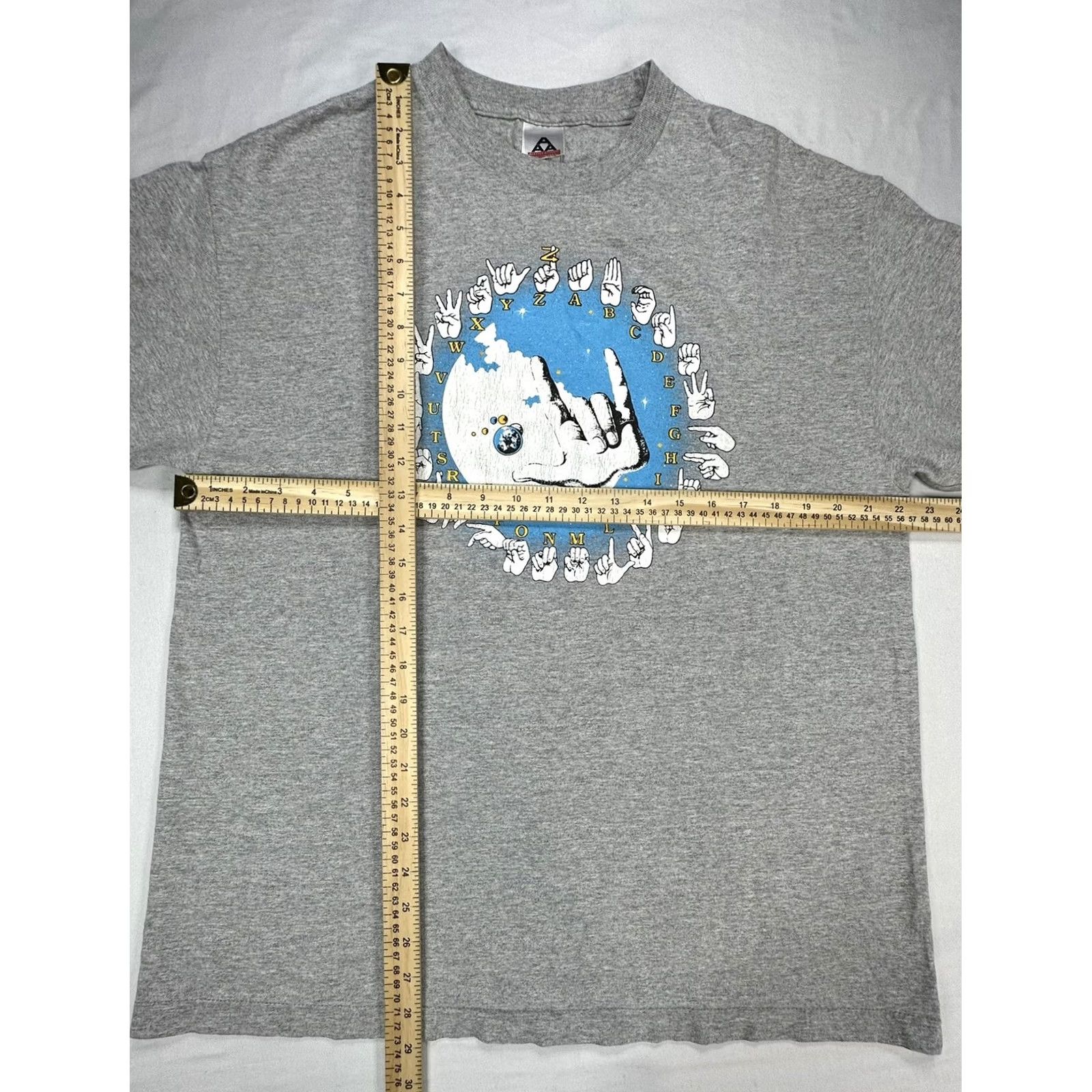 AAA VINTAGE Sign Language Alphabet T-Shirt Gray Graphic Tee 90s Y2K Unisex Adult XL Mens Womens Girls Boys Size US XL / EU 56 / 4 - 2 Thumbnail